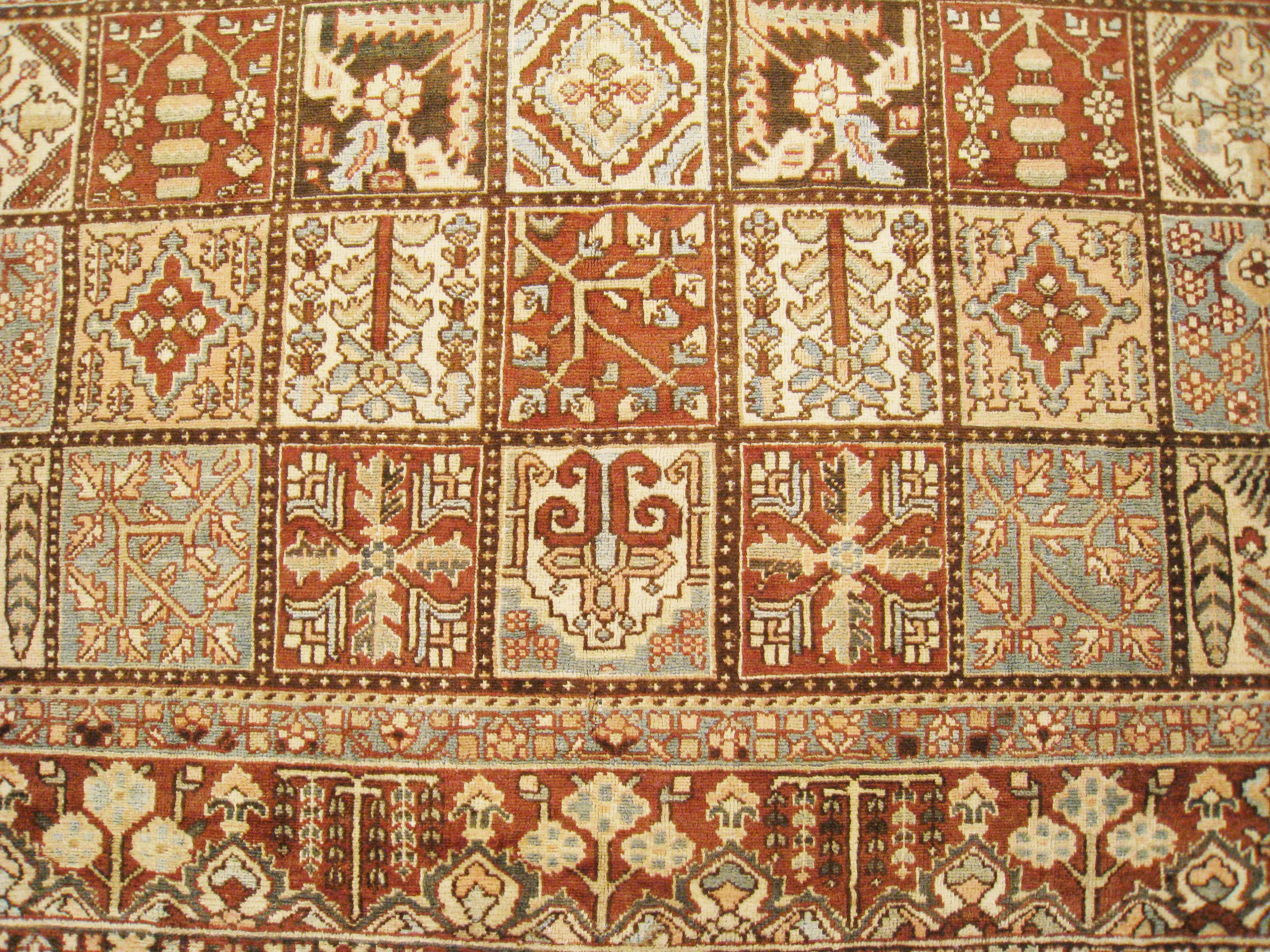 Vintage Persian Baktiari Oriental Rug, in Square size, w/ Garden Design In Good Condition For Sale In New York, NY