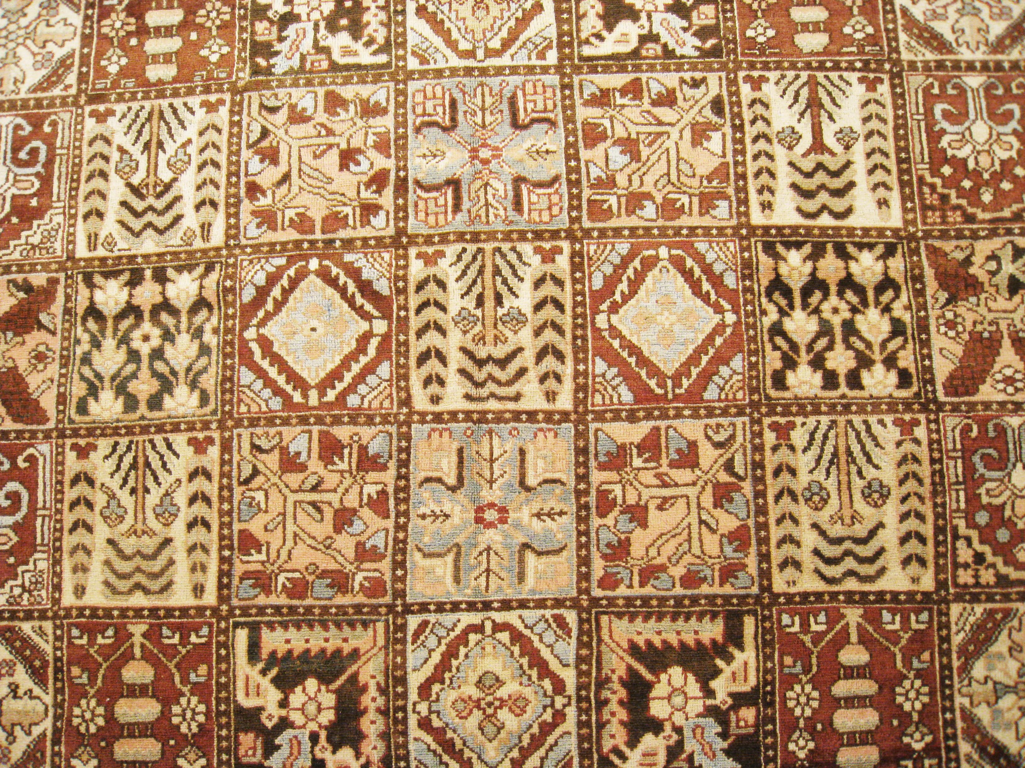 Mid-20th Century Vintage Persian Baktiari Oriental Rug, in Square size, w/ Garden Design For Sale