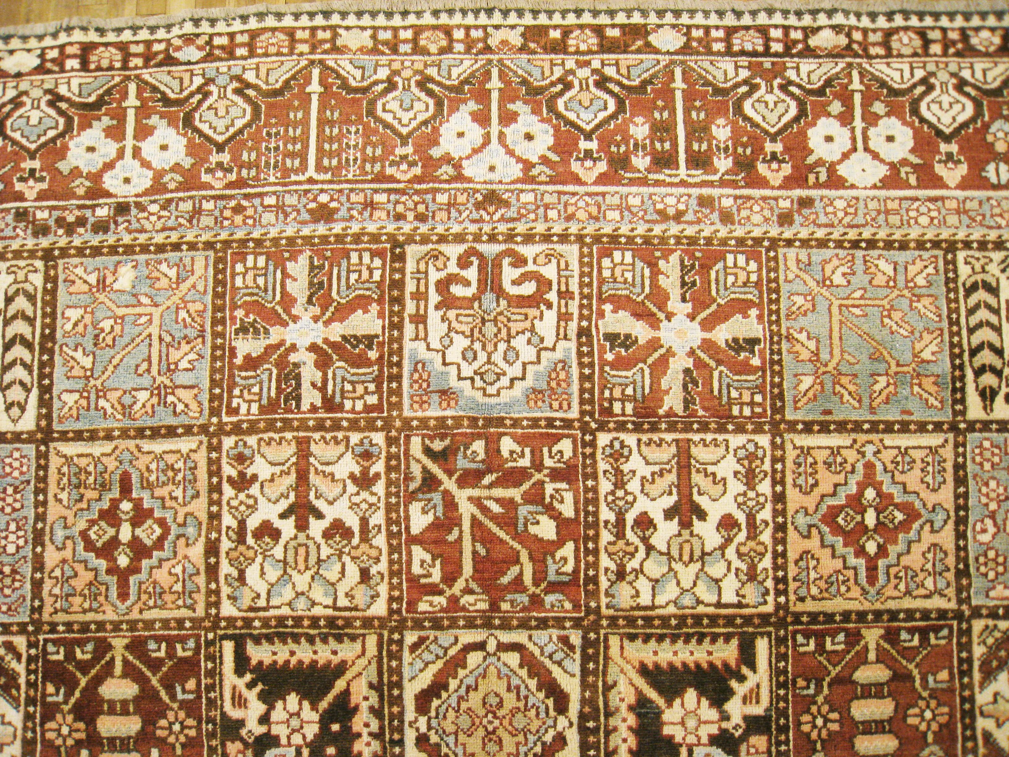 Wool Vintage Persian Baktiari Oriental Rug, in Square size, w/ Garden Design For Sale
