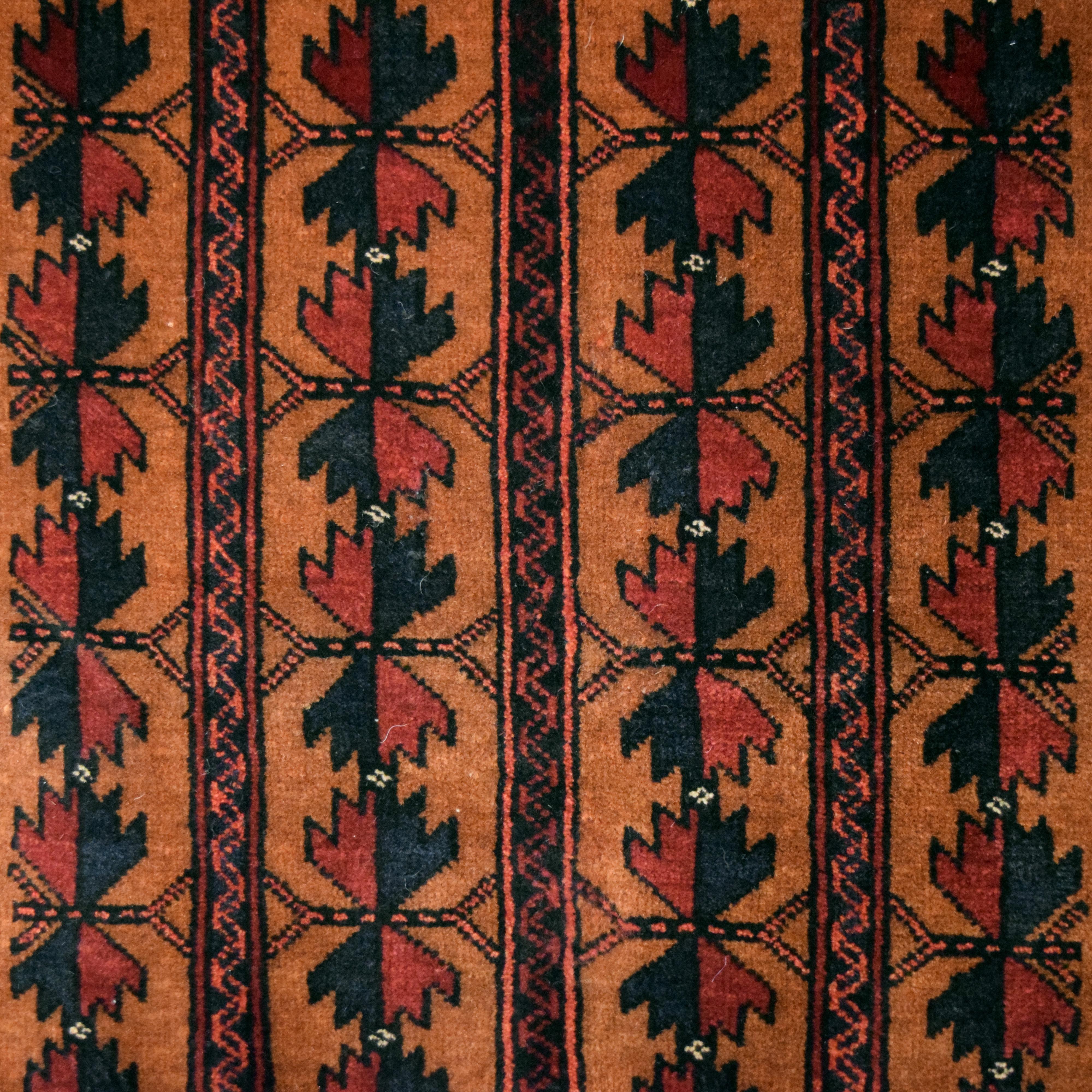 Vegetable Dyed Vintage Persian Balouchi Tribal Rug, Flower Motif, 3x5