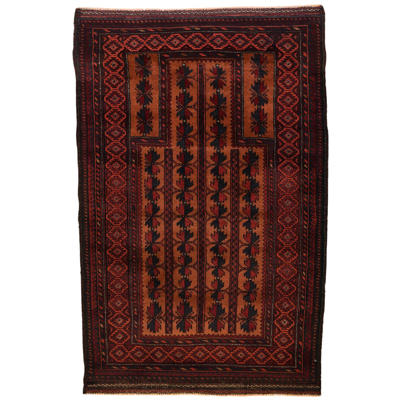 Vintage Persian Balouchi Tribal Rug, Flower Motif, 3x5