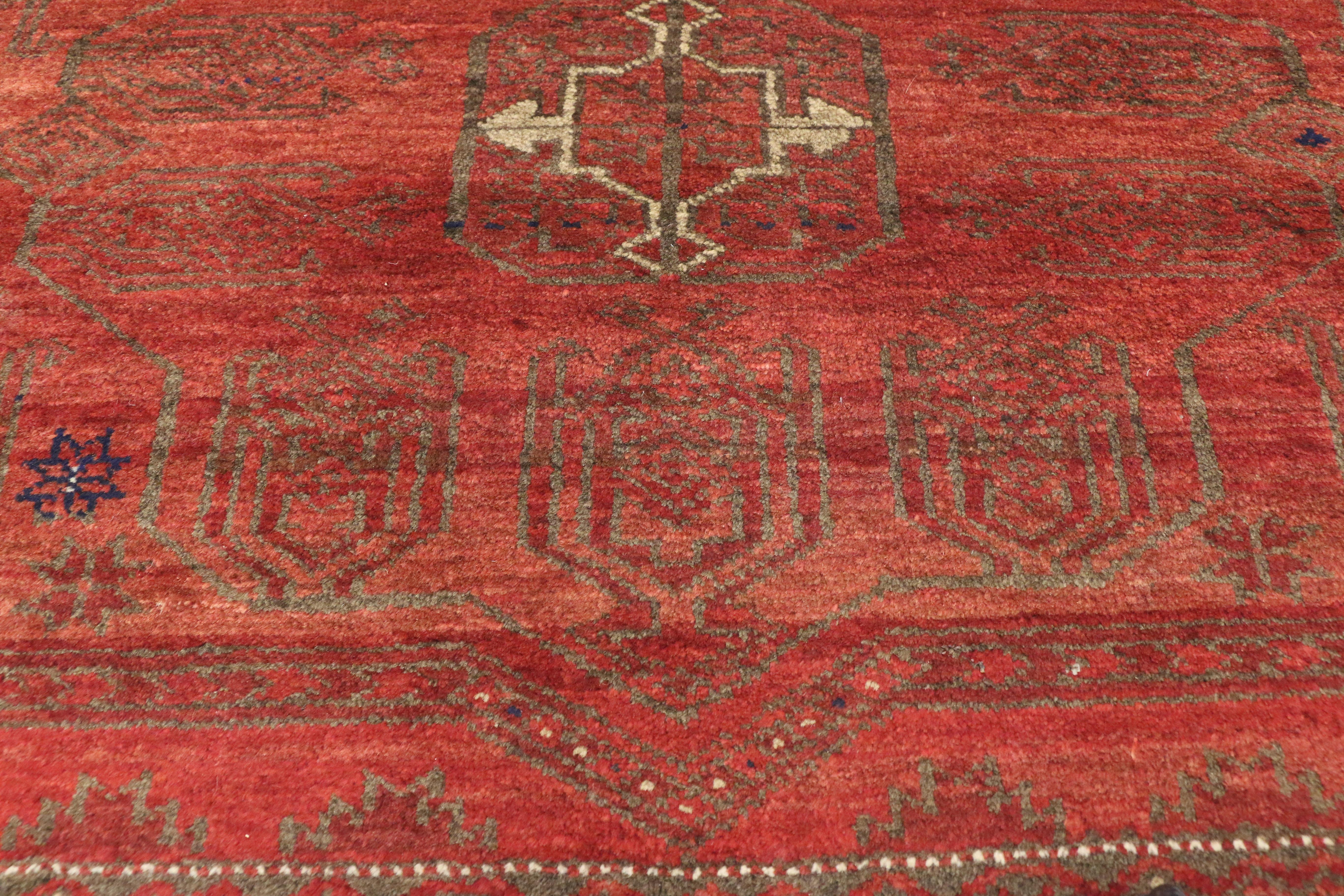 Vintage Persian Baluch Hallway Runner with Mid-Century Modern Tribal Style In Good Condition For Sale In Dallas, TX