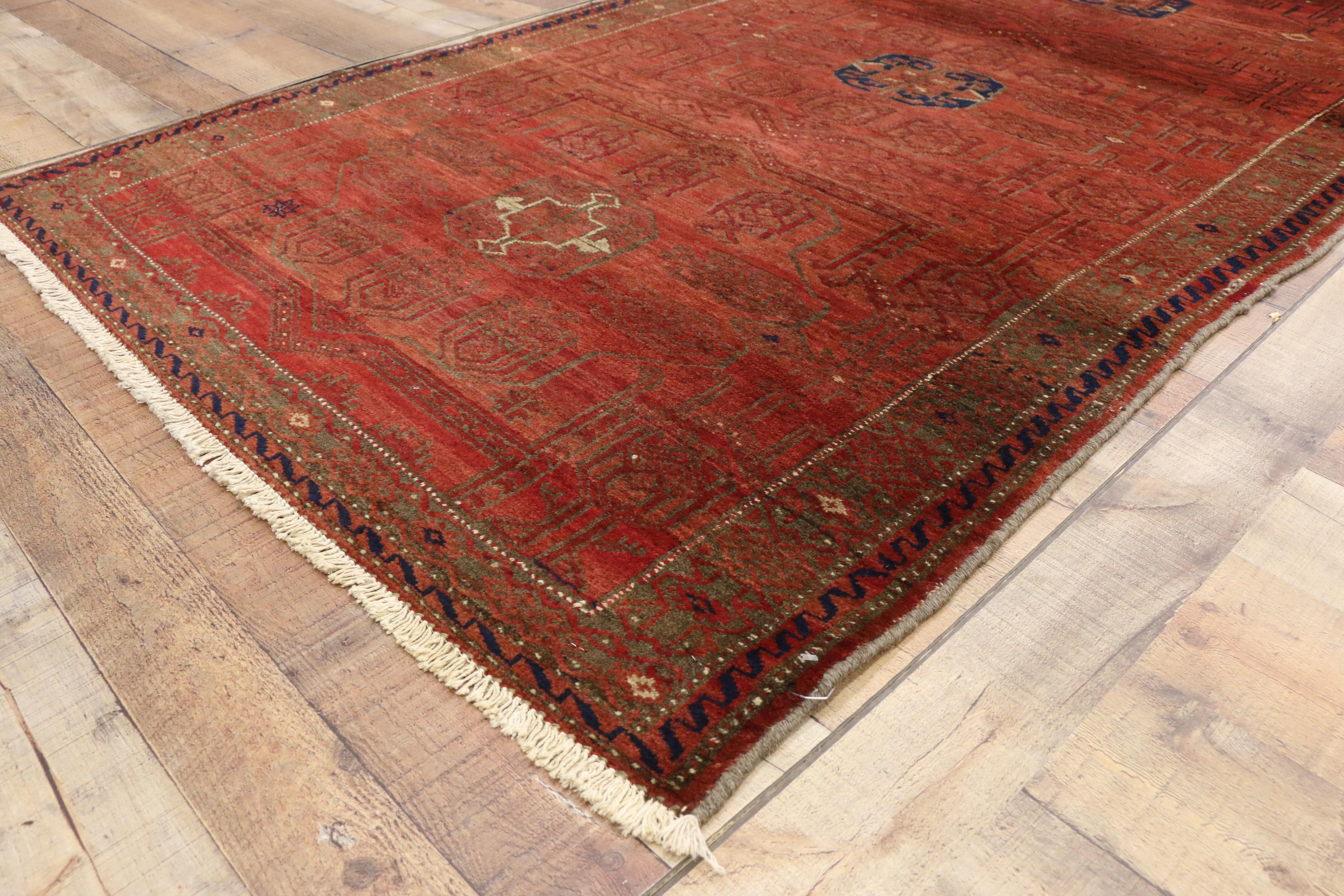Wool Vintage Persian Baluch Hallway Runner with Mid-Century Modern Tribal Style For Sale