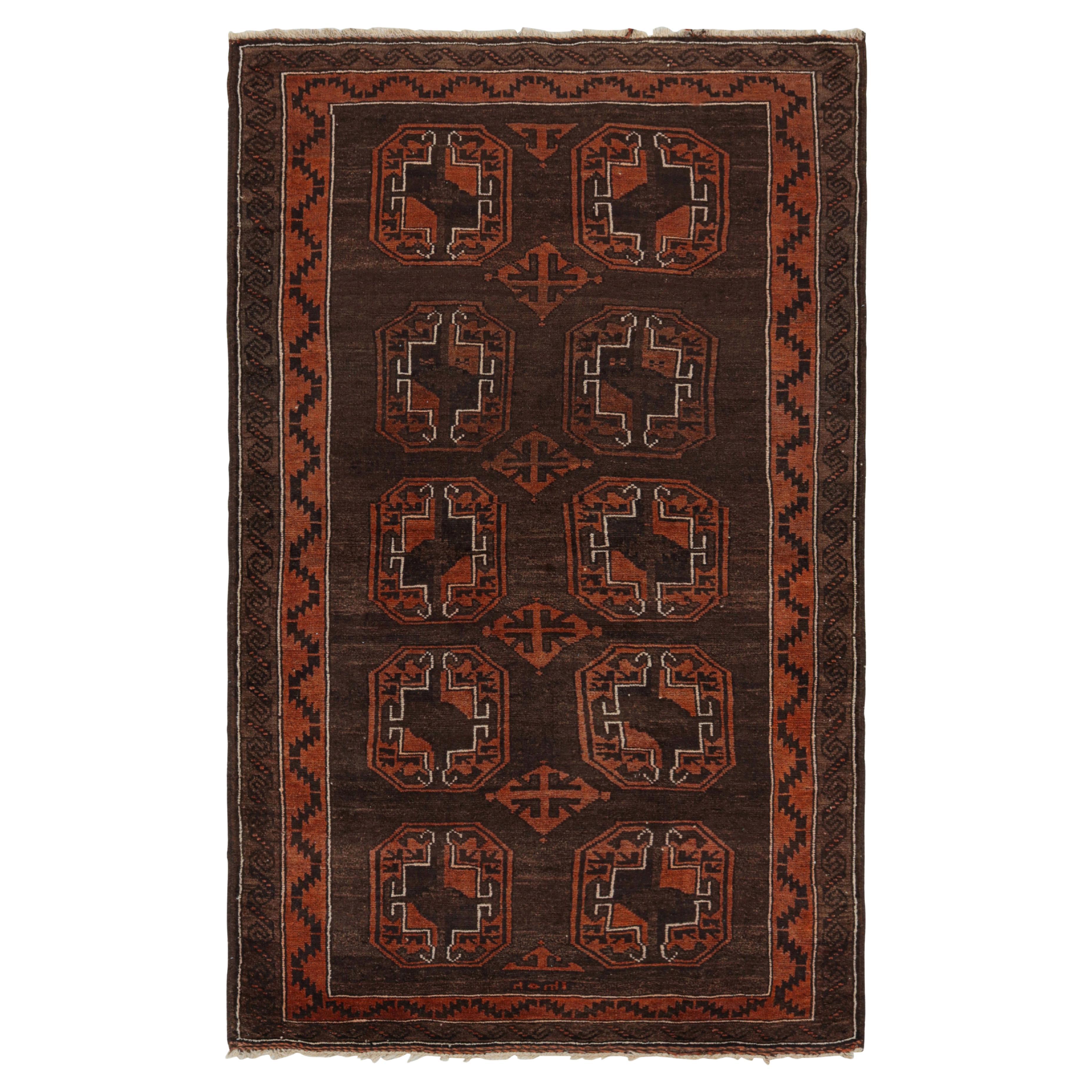 Vintage Persian Baluch Rug in Brown with Orange Medallions, from Rug & Kilim For Sale