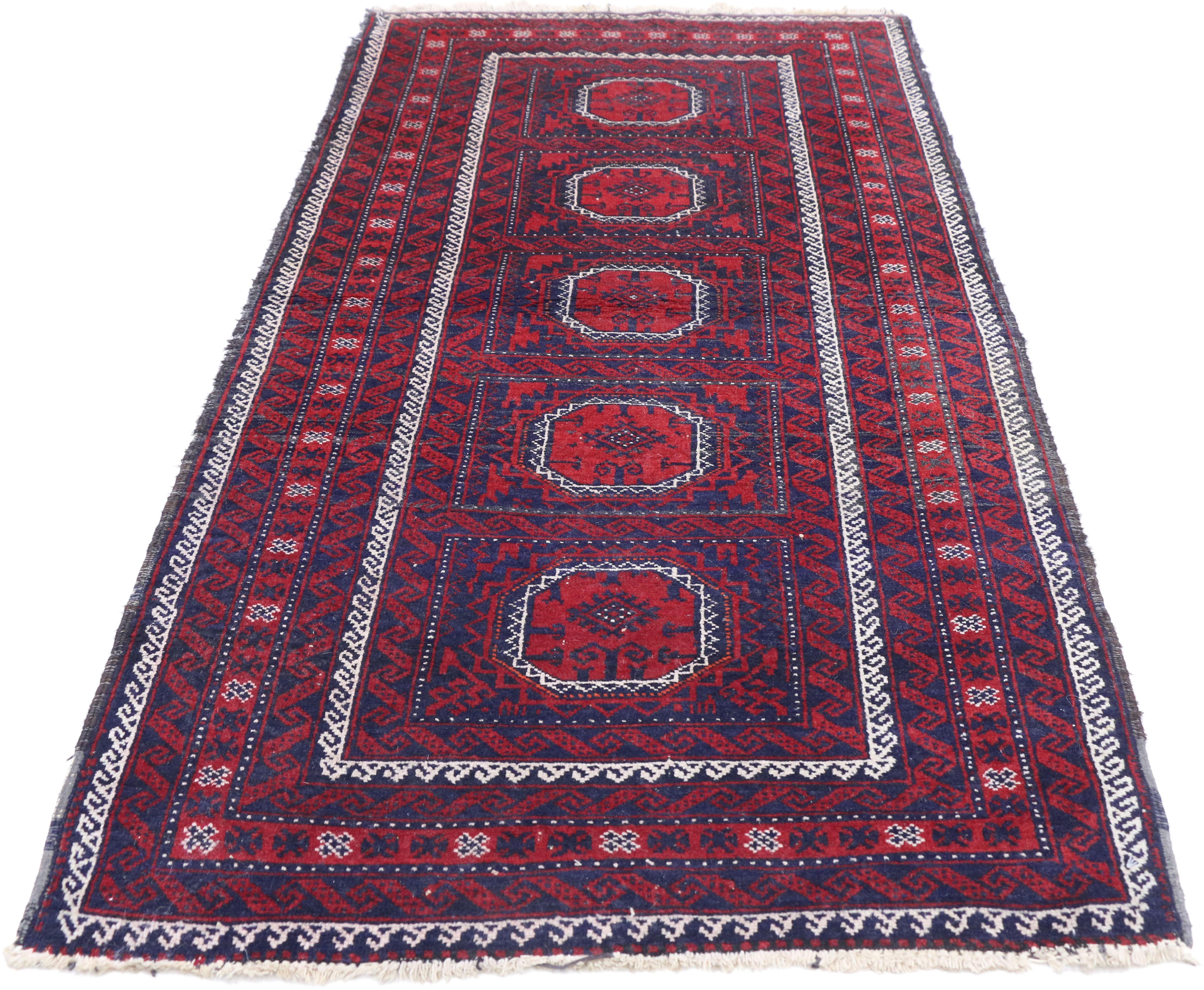 Hand-Knotted Vintage Persian Baluch Rug with Jacobean Style and Saturated Colors For Sale