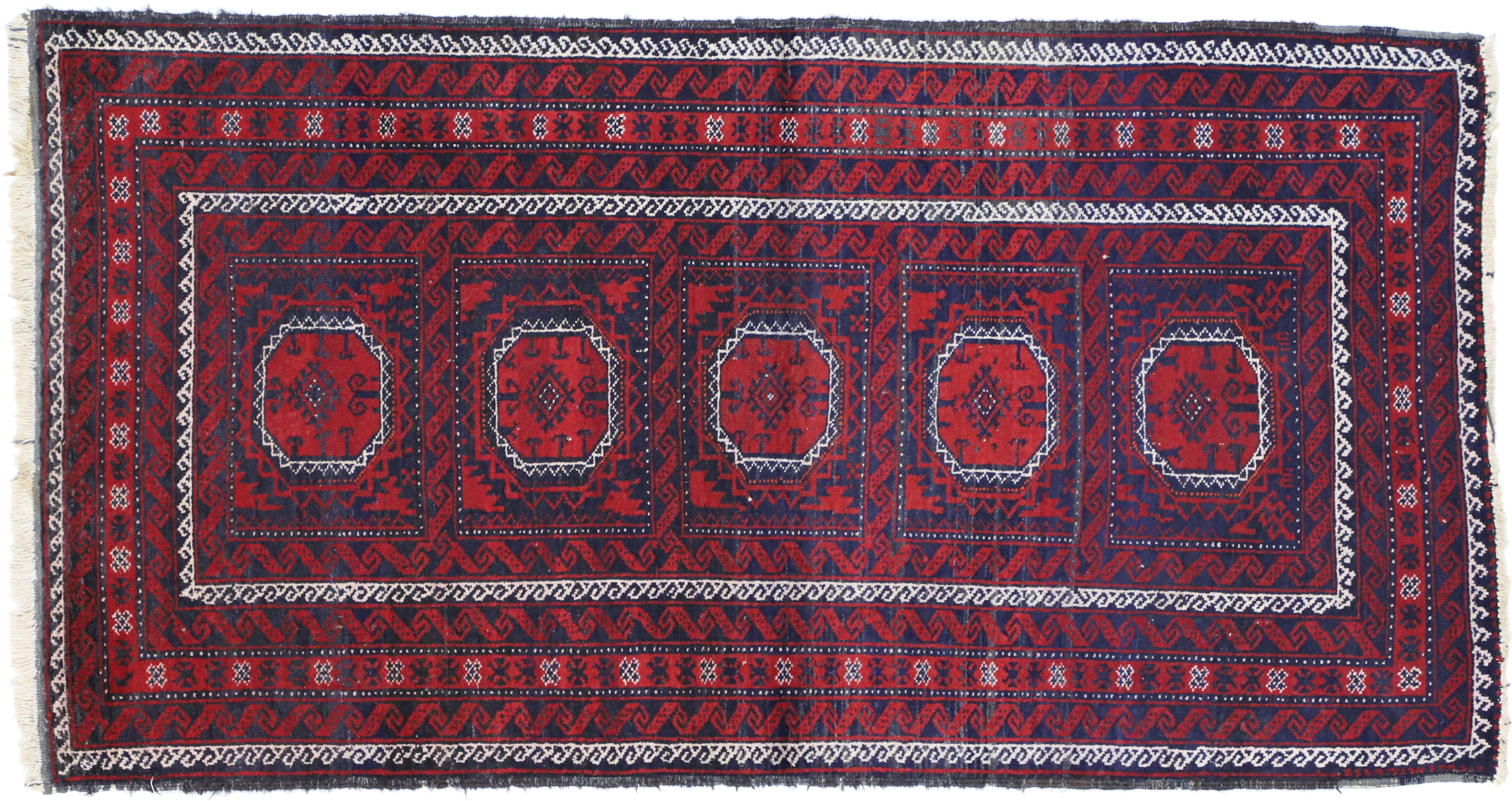 Wool Vintage Persian Baluch Rug with Jacobean Style and Saturated Colors For Sale