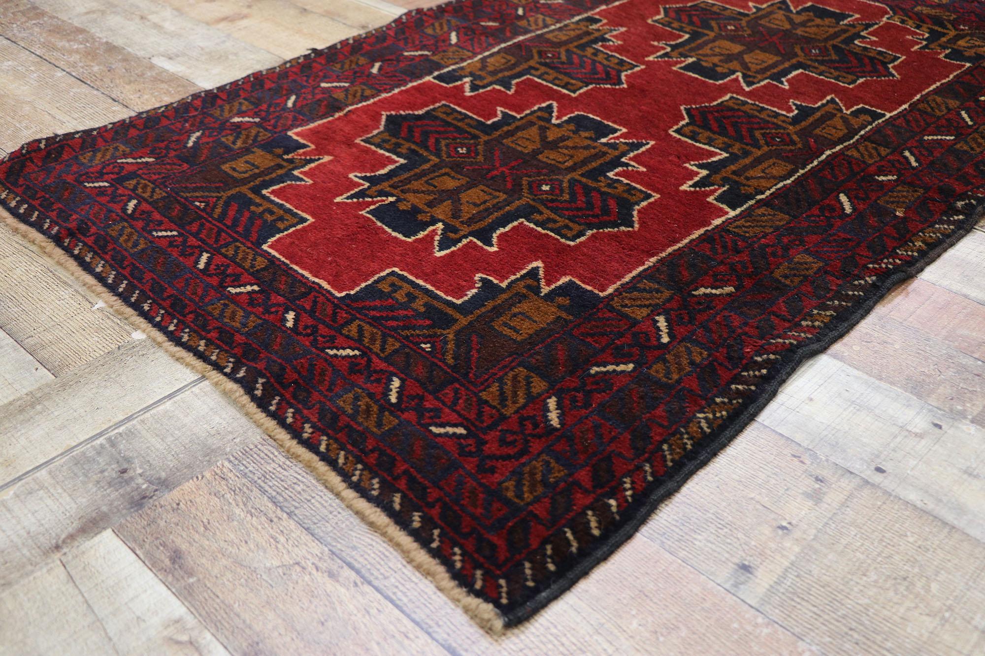 20th Century Vintage Persian Baluch Rug with Mid-Century Modern Style For Sale