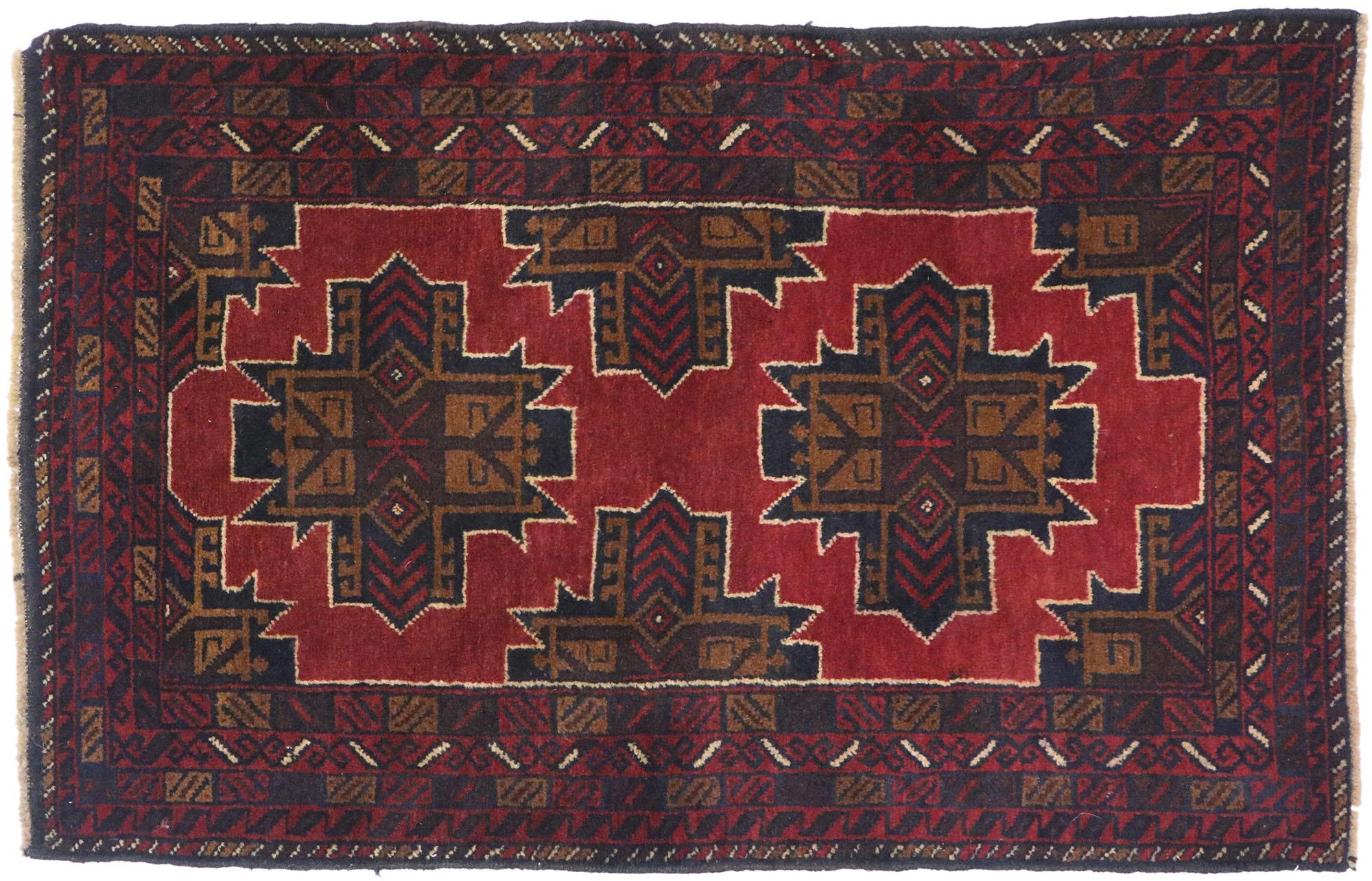 Vintage Persian Baluch Rug with Mid-Century Modern Style For Sale 2