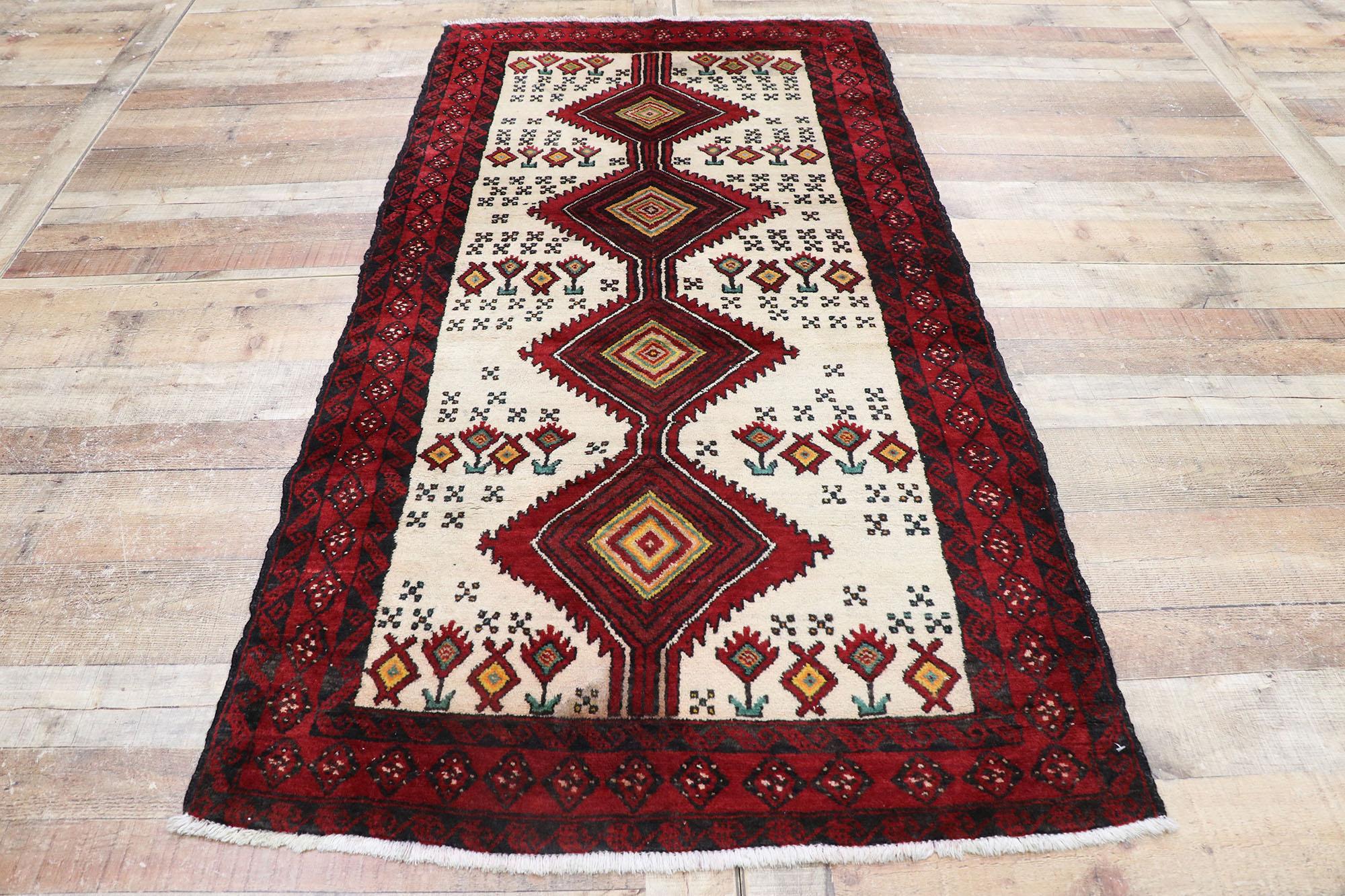 Vintage Persian Baluch Rug with Tribal Style For Sale 1