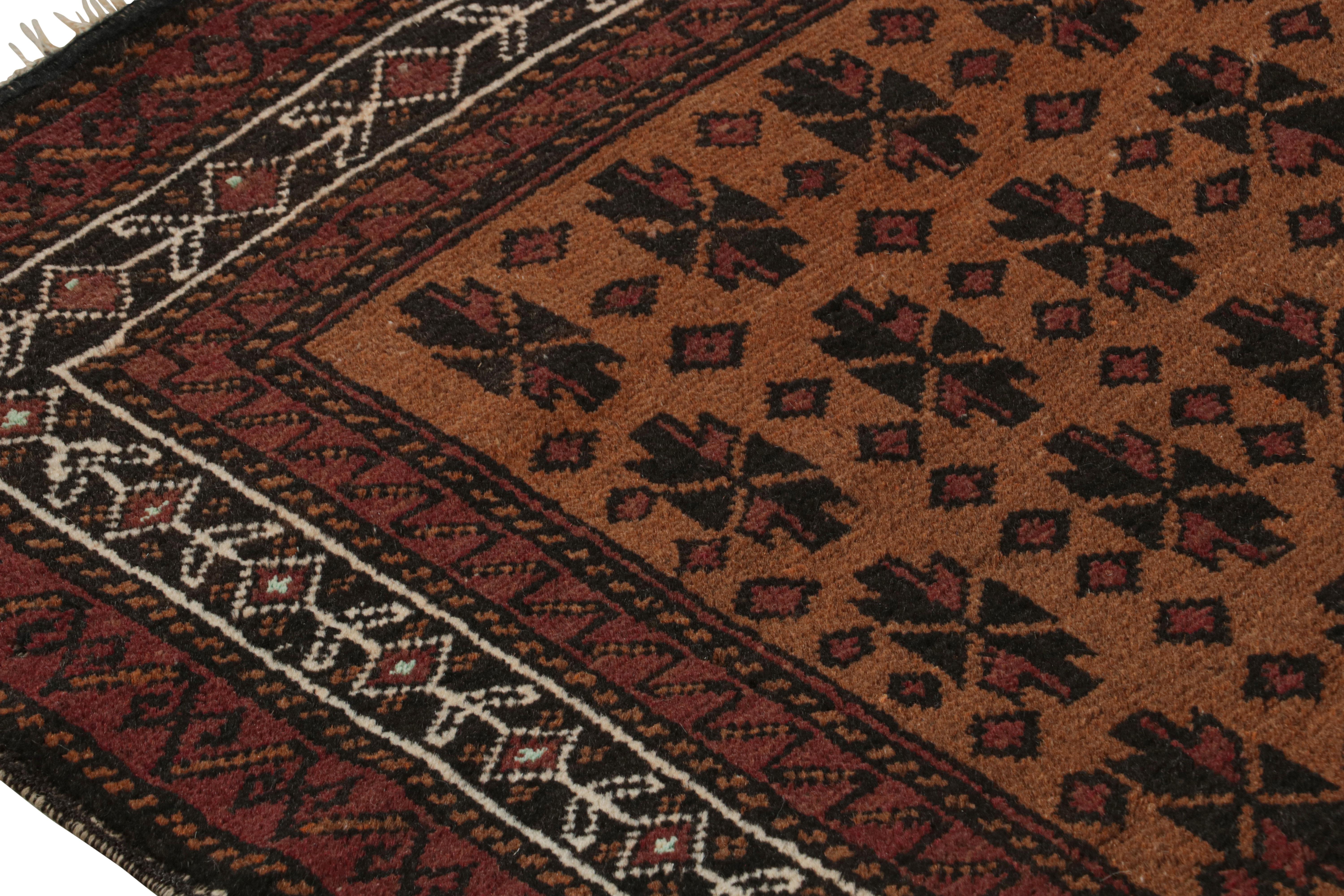 Wool Vintage Persian Baluch Runner in Brown with Geometric Patterns, from Rug & Kilim For Sale