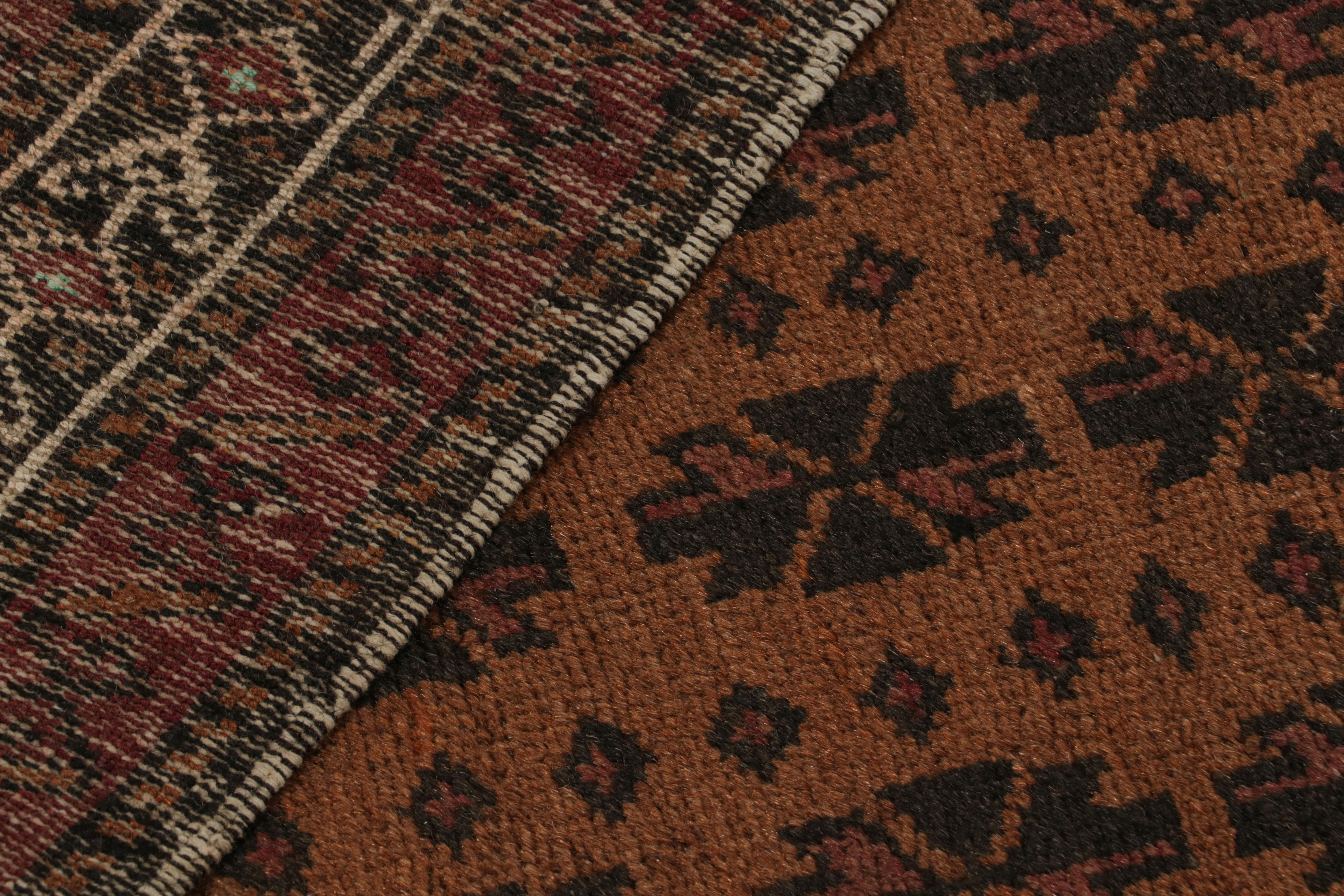 Vintage Persian Baluch Runner in Brown with Geometric Patterns, from Rug & Kilim For Sale 1