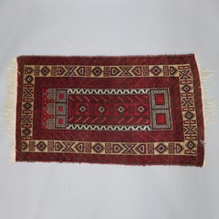 Vintage Persian Baluch Tribal Oriental Prayer Rug, Stylized Mosque Design