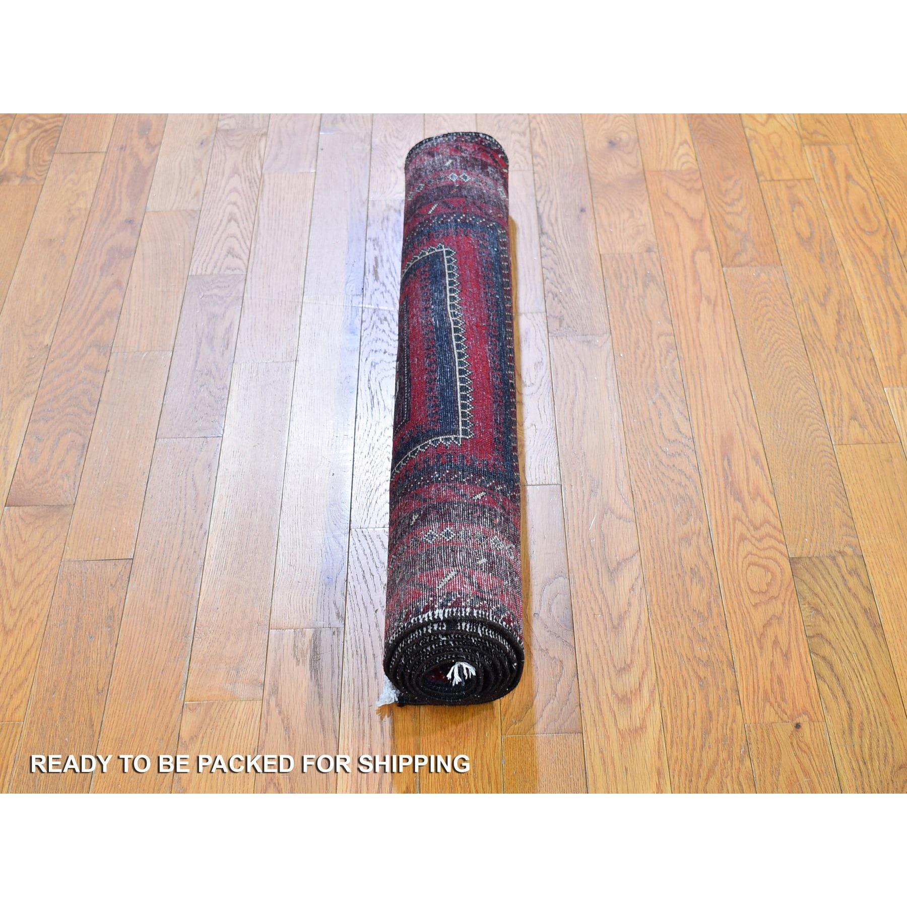 Hand-Knotted Vintage Persian Baluch with Bashir Design Red Organic Wool Hand Knotted Rug For Sale