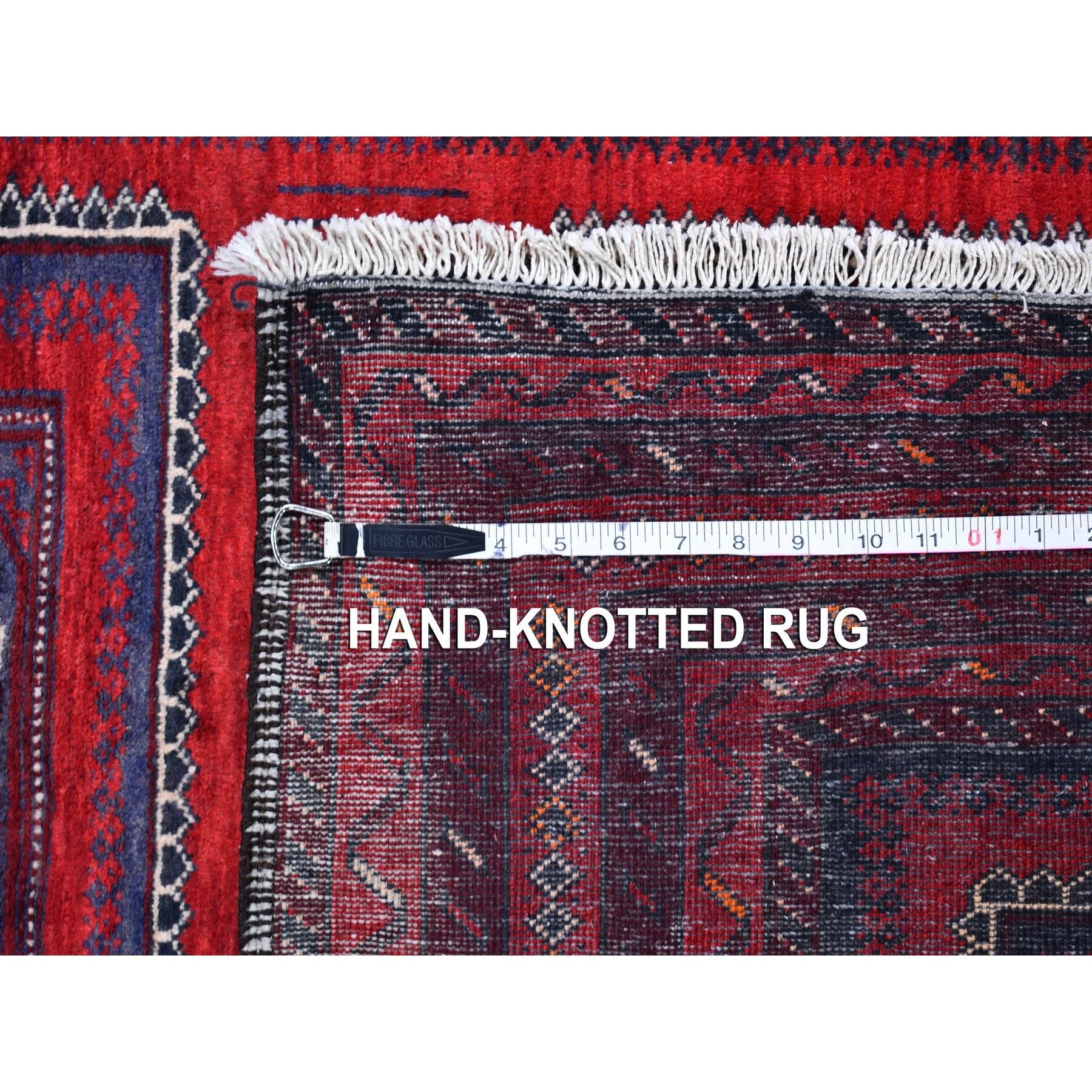 Late 20th Century Vintage Persian Baluch with Bashir Design Red Organic Wool Hand Knotted Rug For Sale