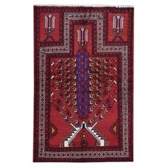 Vintage Persian Baluch with Unusual Prayer Design Colorful Hand Knotted Wool Rug