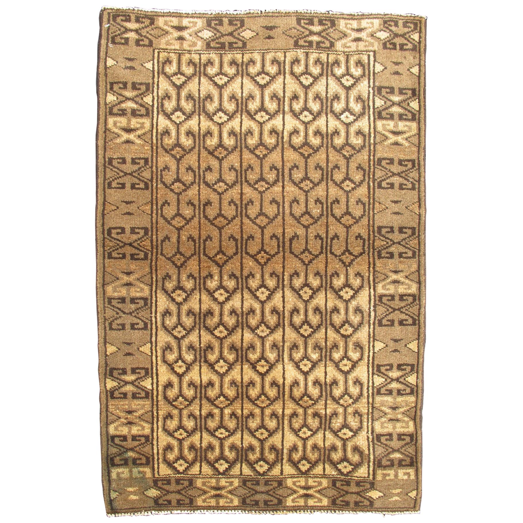 Vintage Persian Belouch Rug with Tribal Geometric Design in Brown Tones