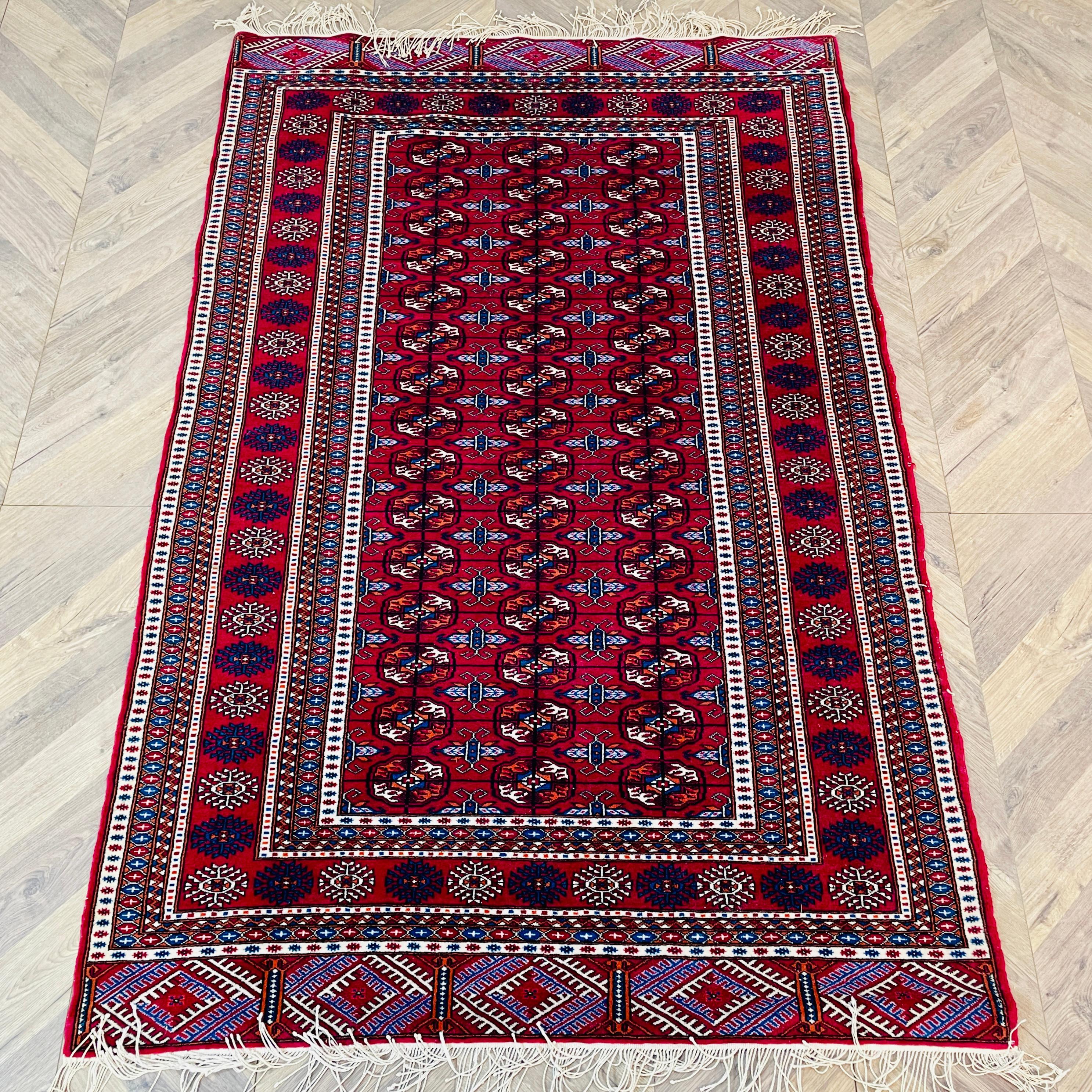 Late 20th Century Vintage Persian 'Beluch' Rug Hand Knotted, Red Ground For Sale