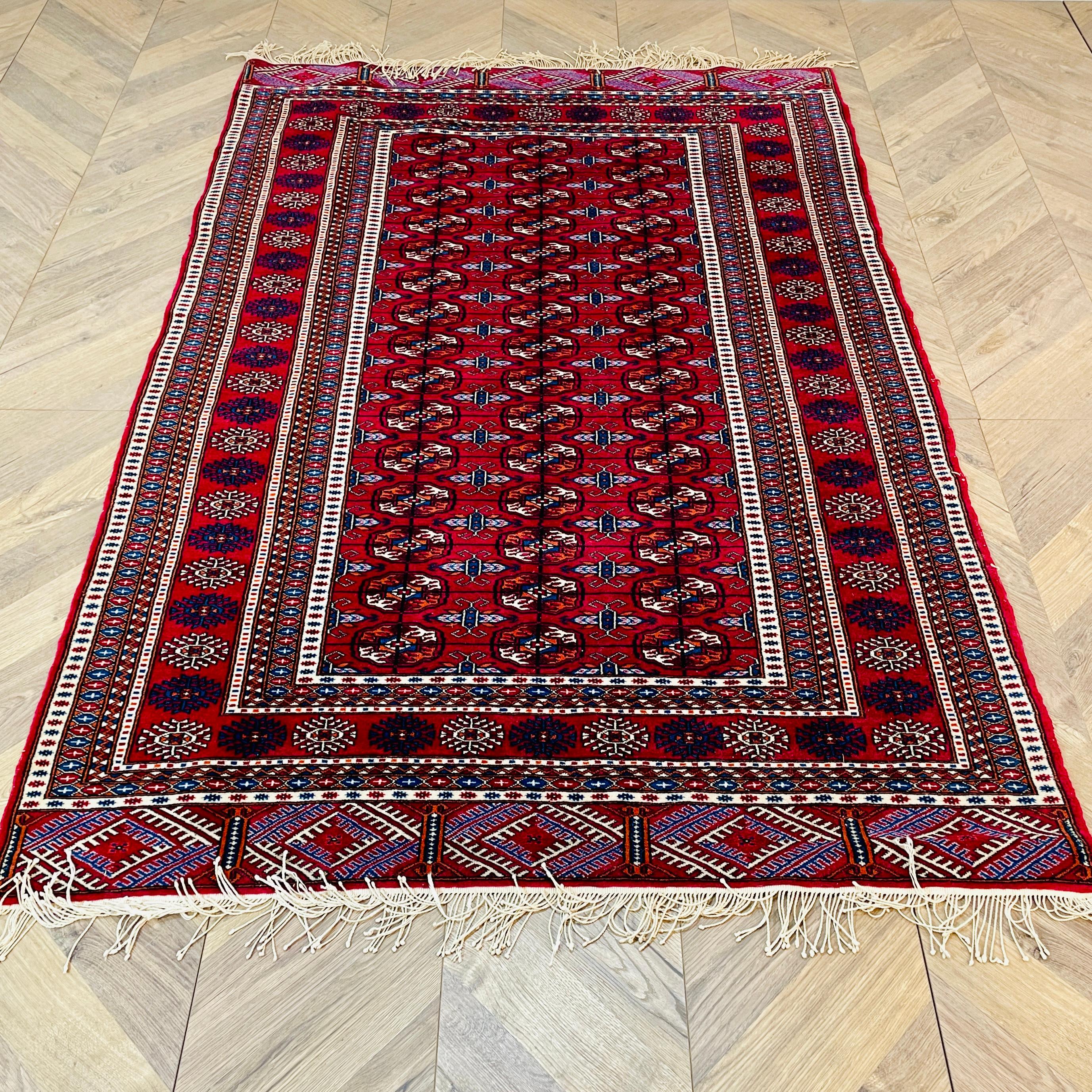 Wool Vintage Persian 'Beluch' Rug Hand Knotted, Red Ground For Sale
