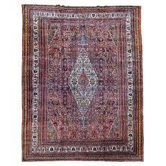 Used Persian Bibikabad  in Rust Red, Crimson, French Blue, Green, Pink, Ivory