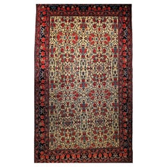 Vintage Persian Bidjar Area Rug Hand-Knotted in Allover Floral Pattern