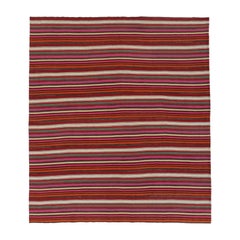Vintage Persian Bidjar Kilim, Bold Striped Pattern in Red and Pink - Rug & Kilim Vintage Persian Bidjar Kilim, Bold Striped Pattern in Red and Pink - Rug & Kilim