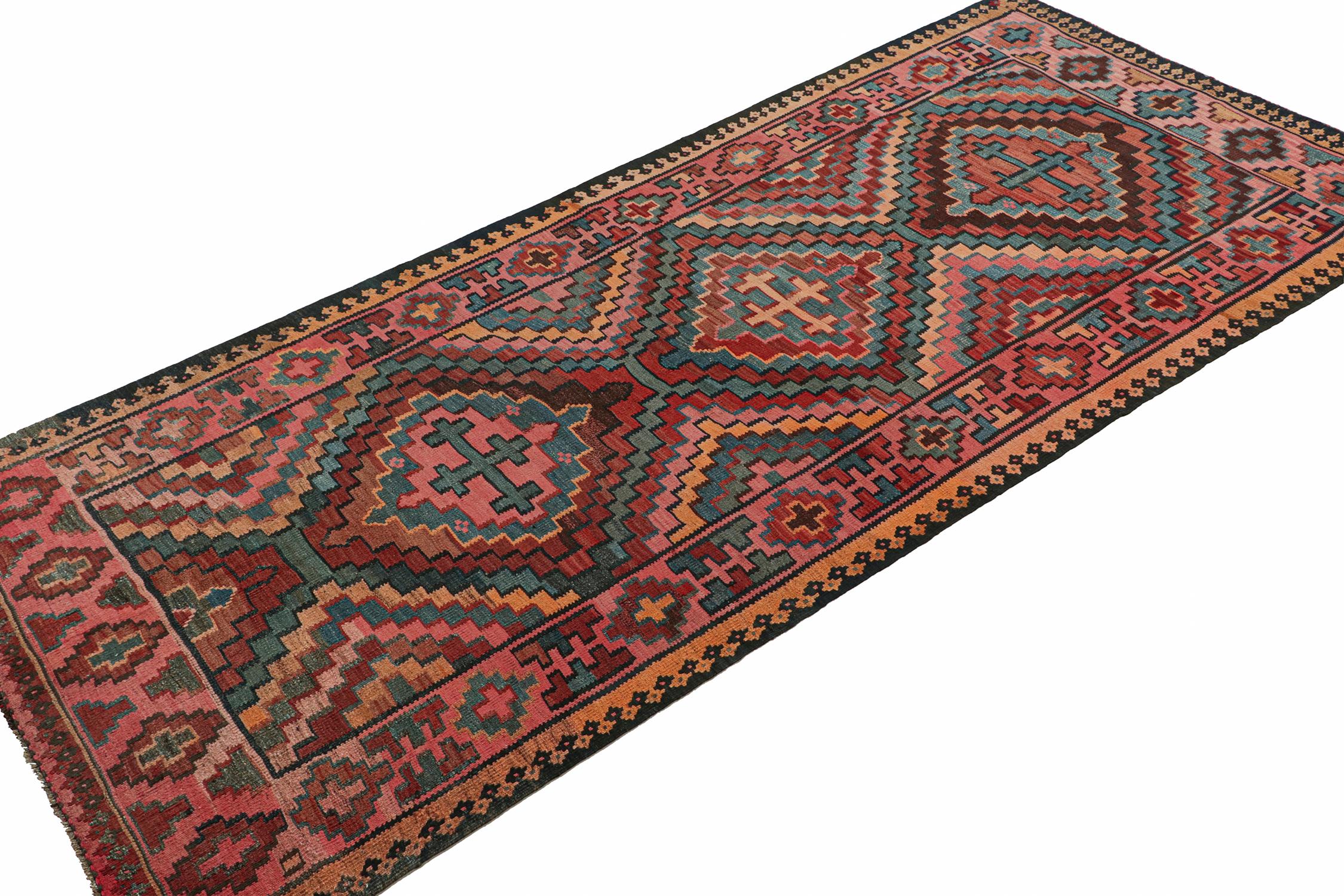 Tribal Vintage Persian Bidjar Kilim in Polychromatic Geometric Patterns by Rug & Kilim For Sale