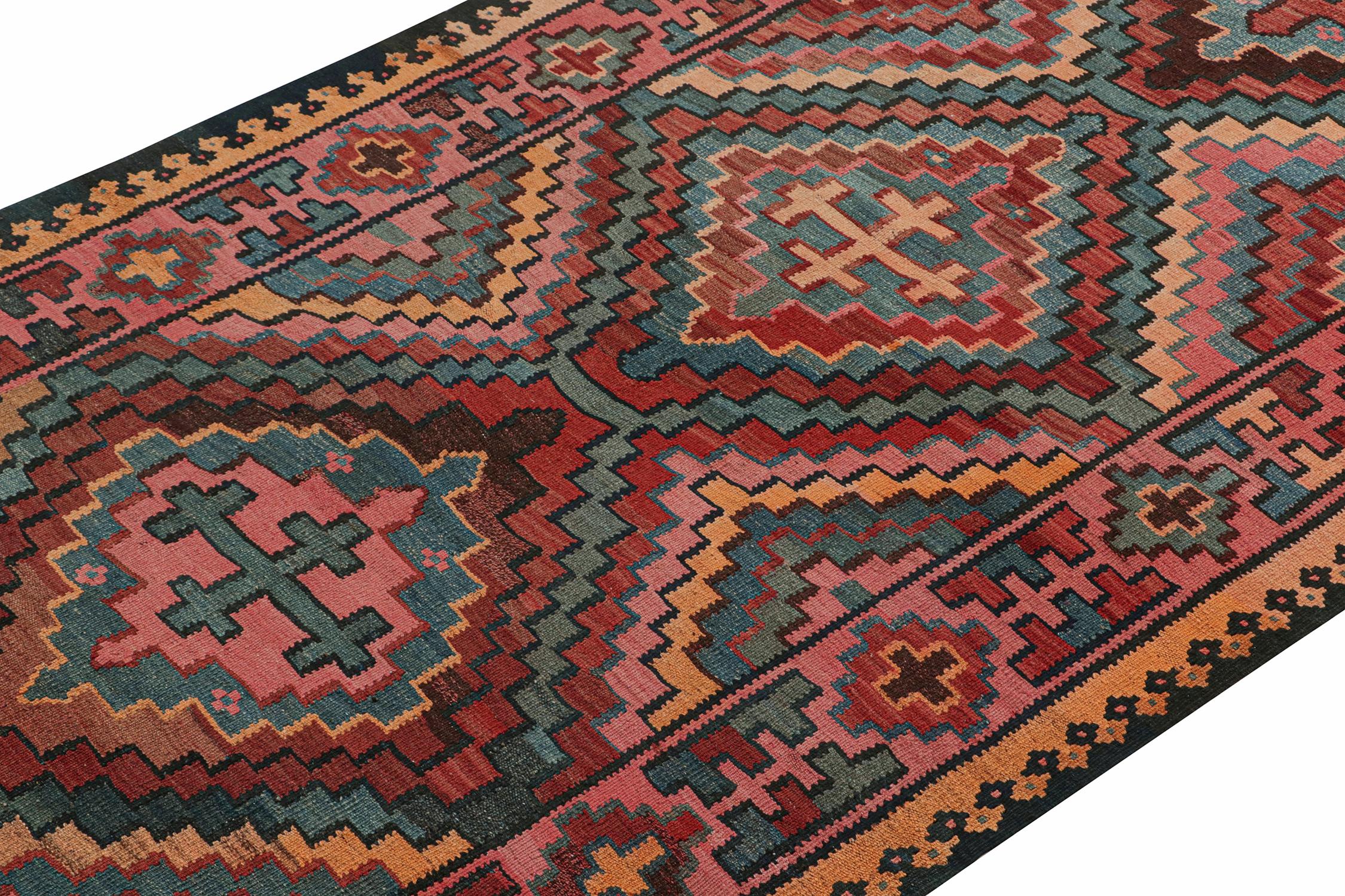 Hand-Knotted Vintage Persian Bidjar Kilim in Polychromatic Geometric Patterns by Rug & Kilim For Sale