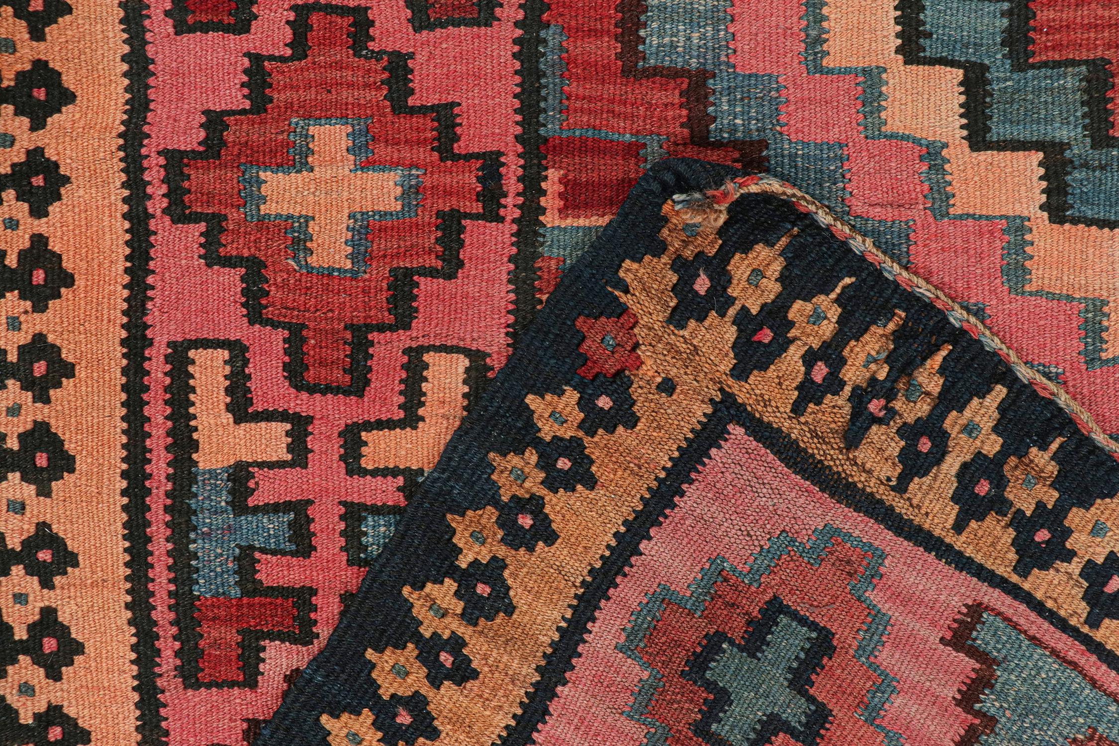Wool Vintage Persian Bidjar Kilim in Polychromatic Geometric Patterns by Rug & Kilim For Sale