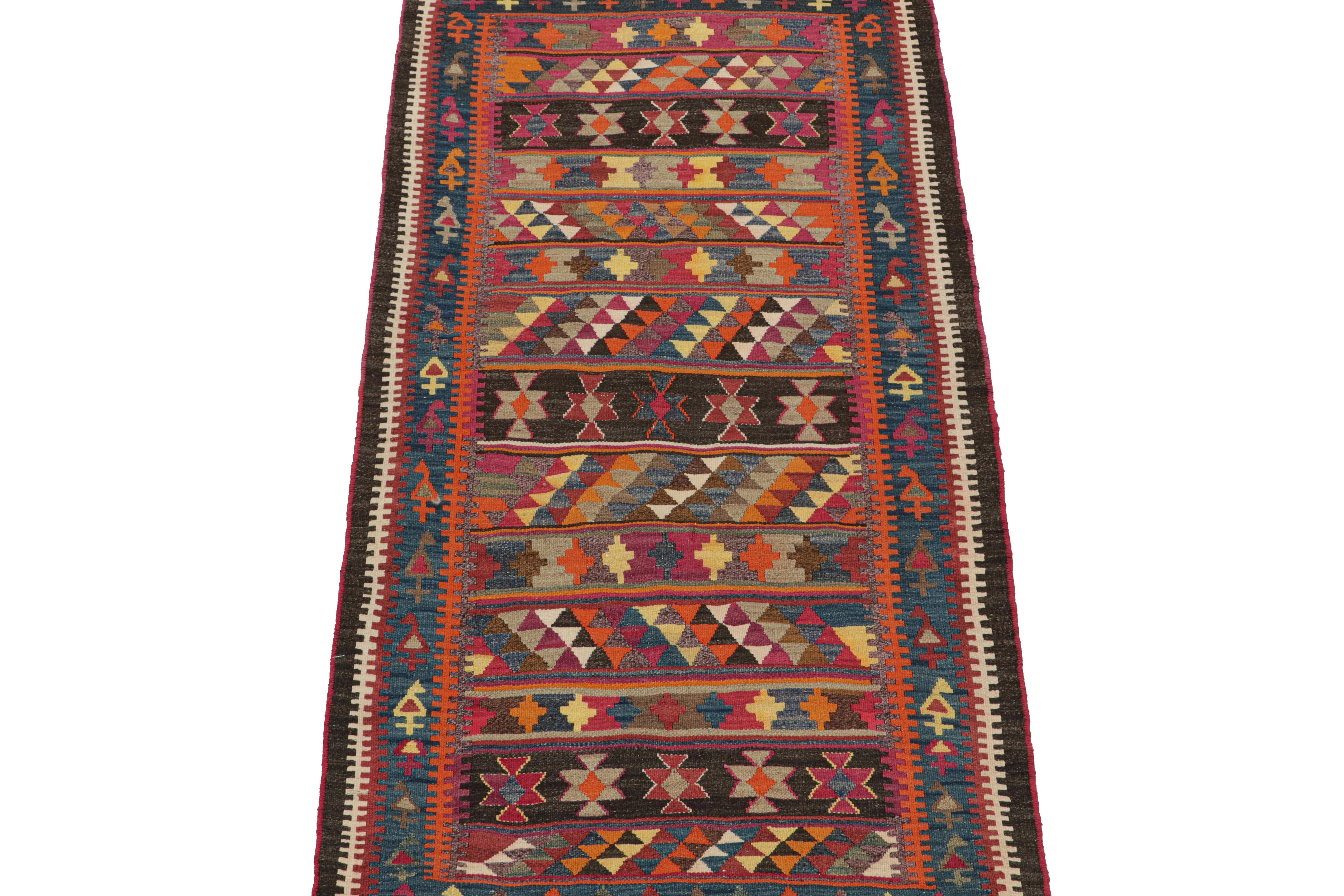 Hand-Knotted Vintage Persian Bidjar Kilim in Polychromatic Patterns For Sale
