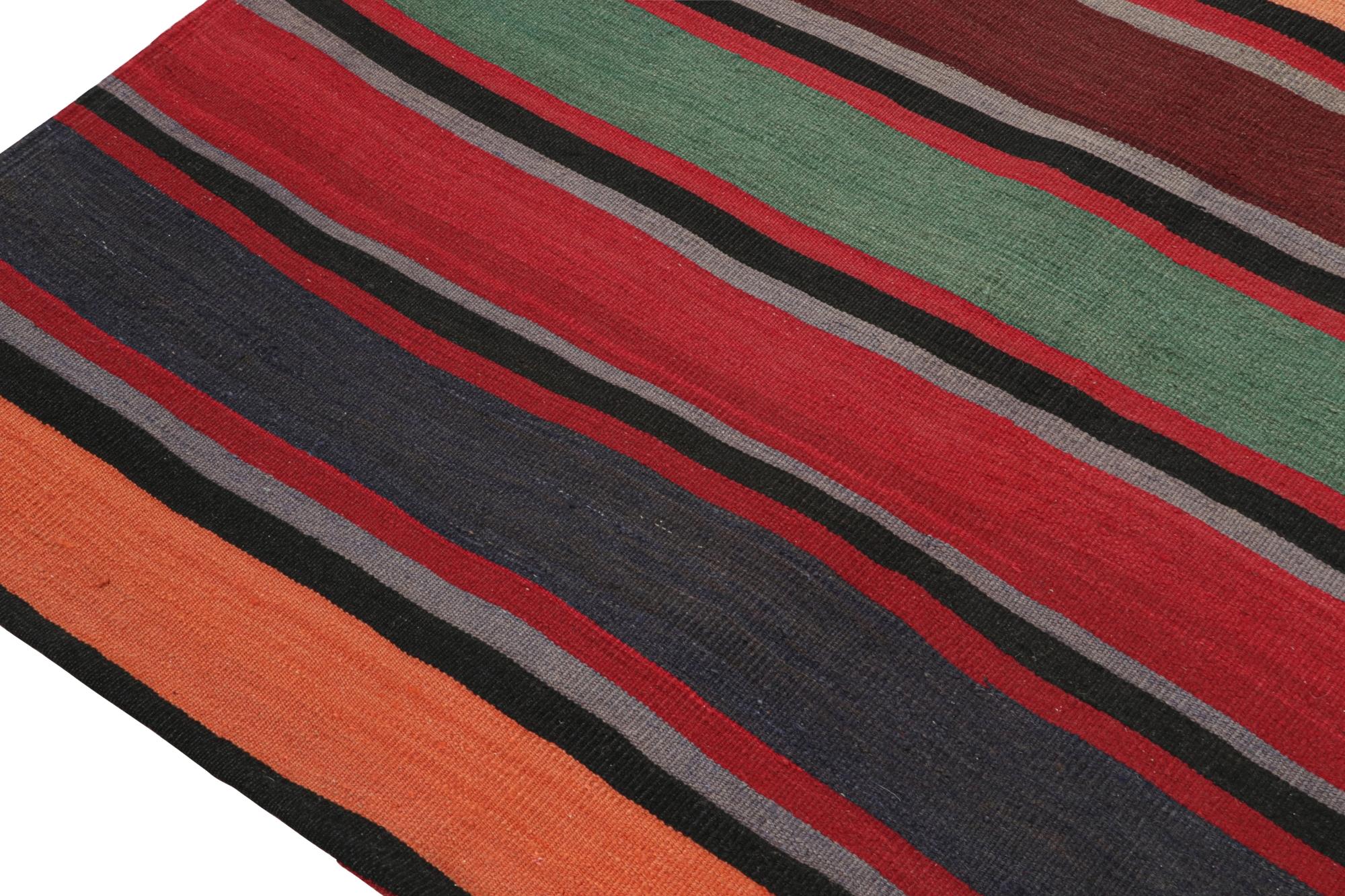 Mid-20th Century Vintage Persian Bidjar Kilim in Polychromatic Stripes For Sale