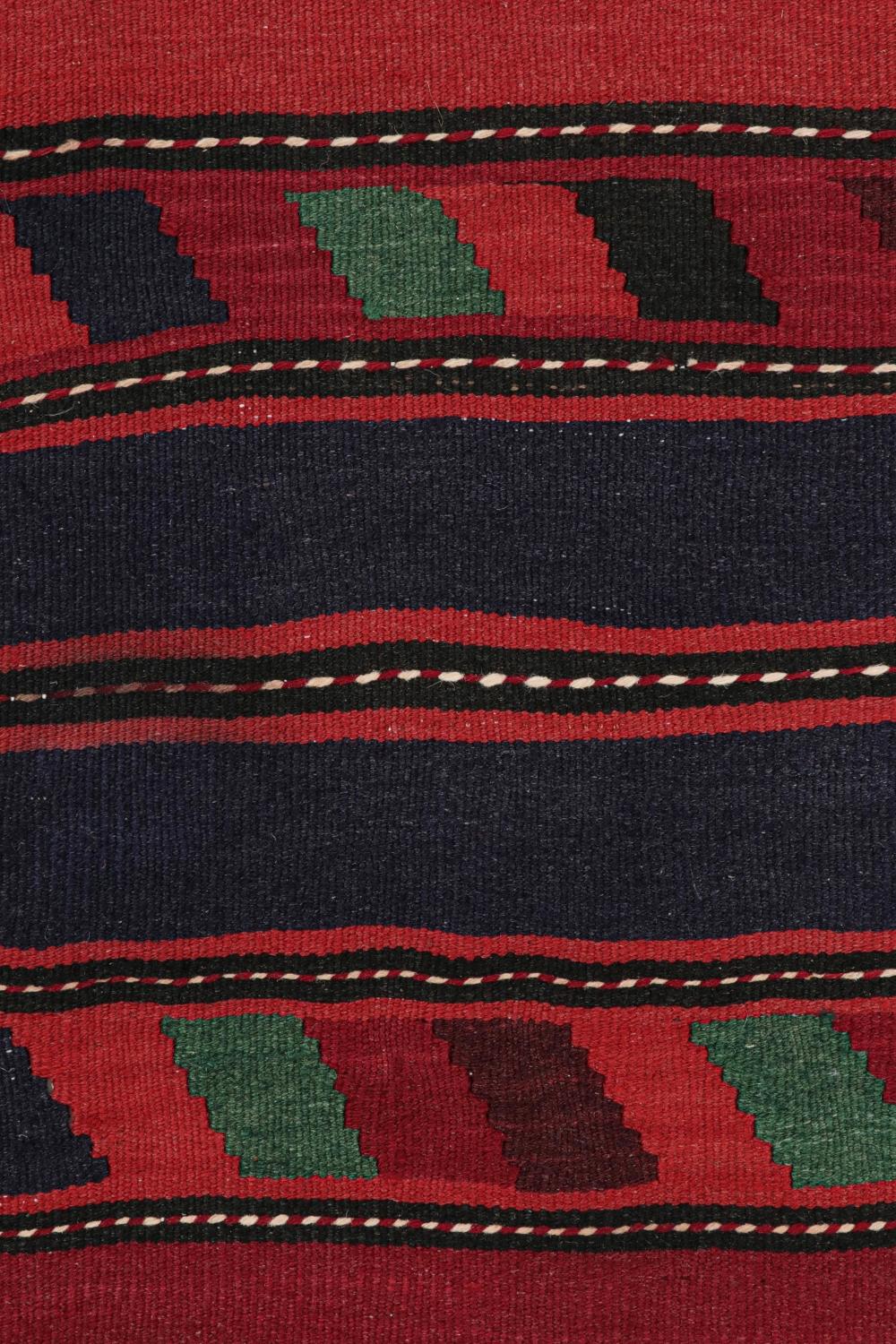Tribal Vintage Persian Bidjar Kilim in Red, Blue and Green Geometric Patterns For Sale