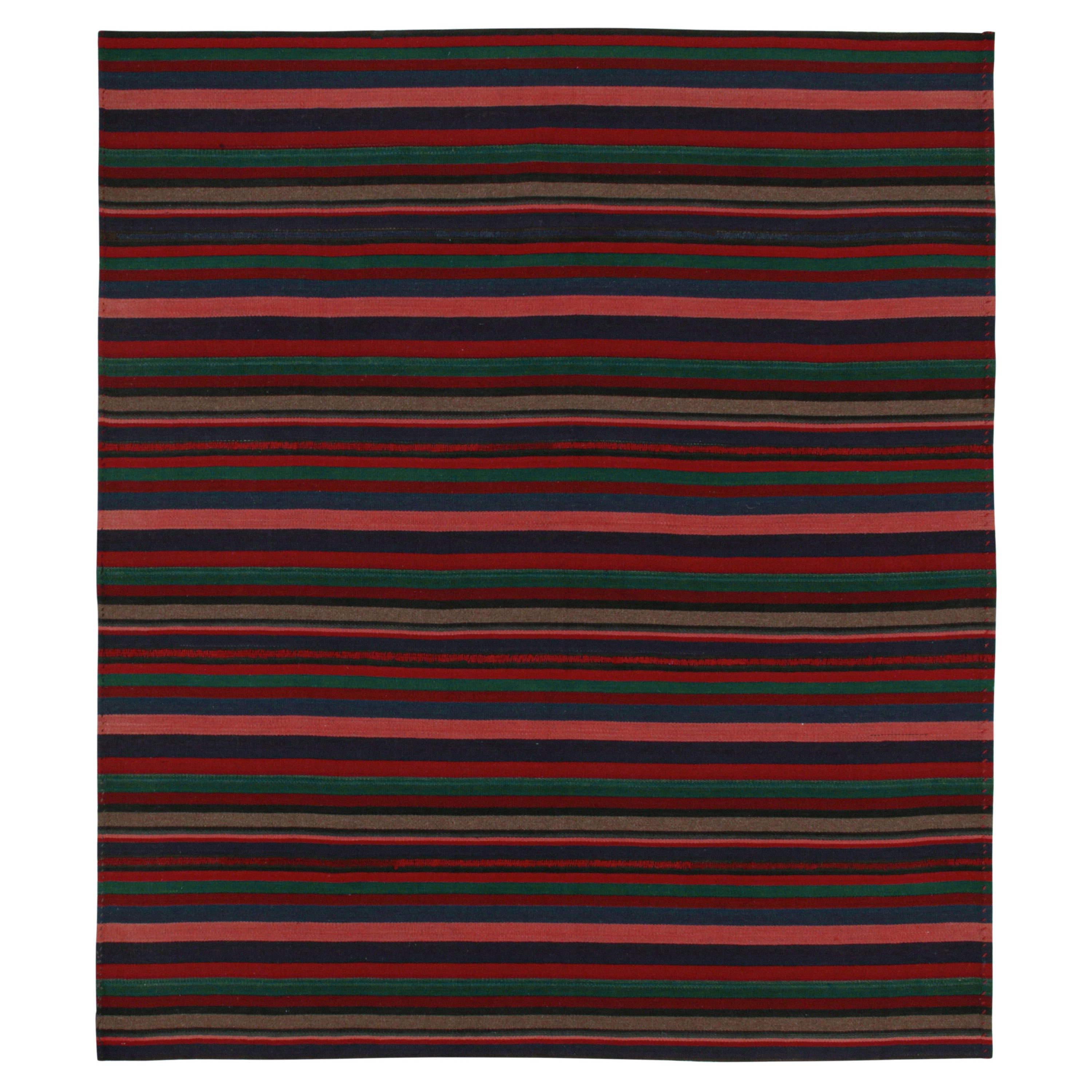 Persischer Bidjar-Kelim mit roten, blauen und blauen Streifen von Rug & Kilim, Vintage