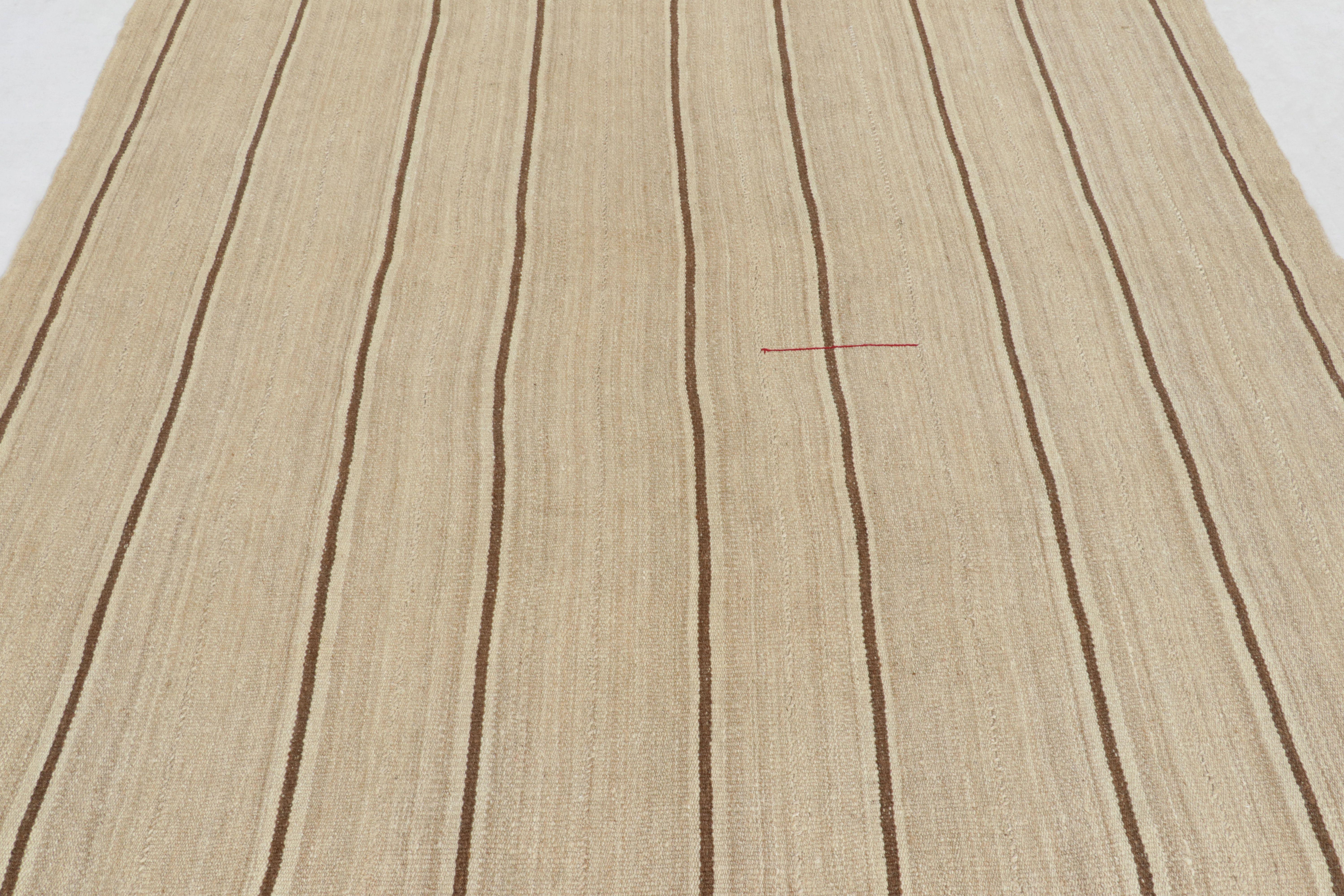 Alfombra & Kilim persa vintage Bidjar, diseño a rayas en beige y chocolate Tribal en venta