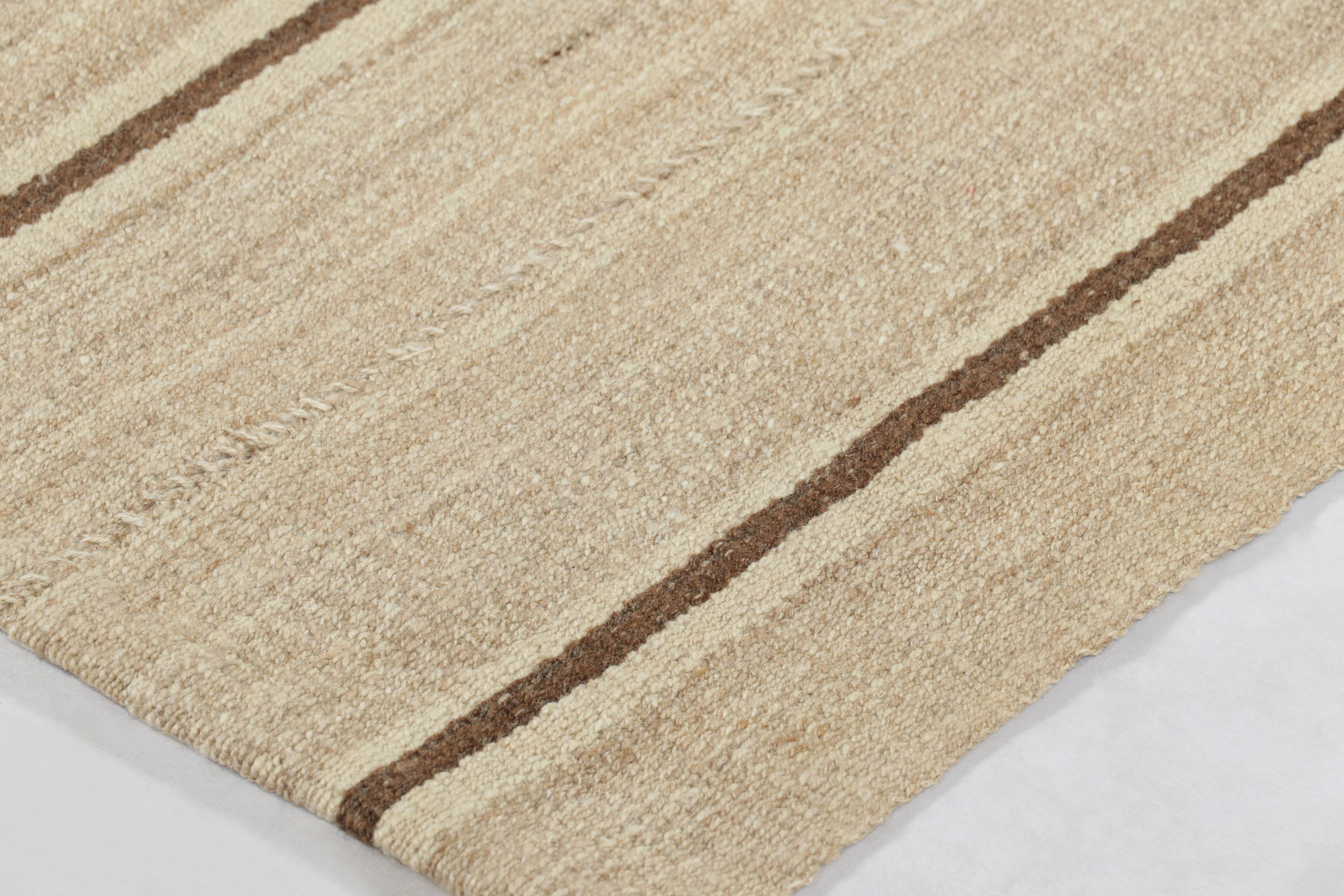 Alfombra & Kilim persa vintage Bidjar, diseño a rayas en beige y chocolate Persa en venta