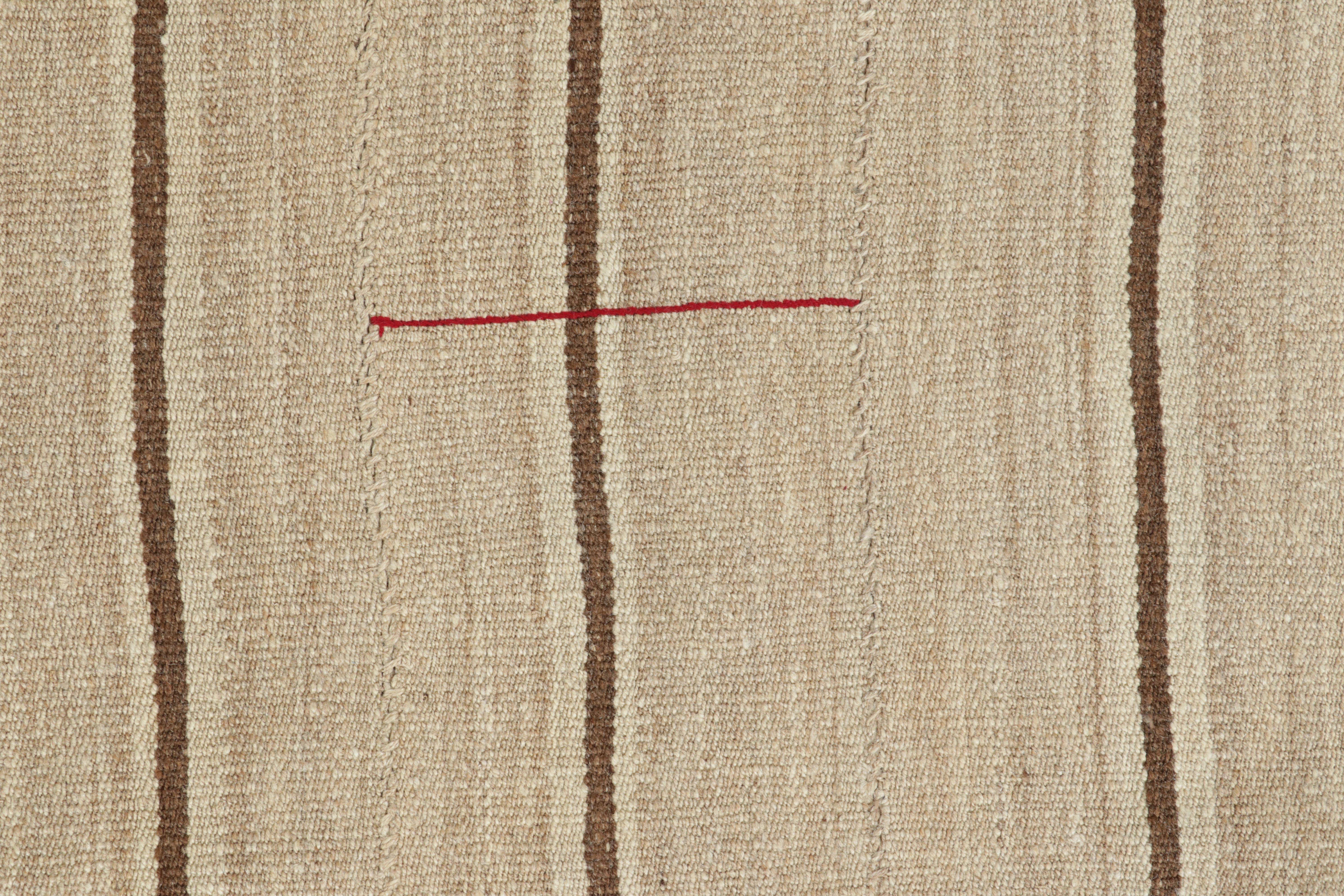 Alfombra & Kilim persa vintage Bidjar, diseño a rayas en beige y chocolate Tejido a mano en venta