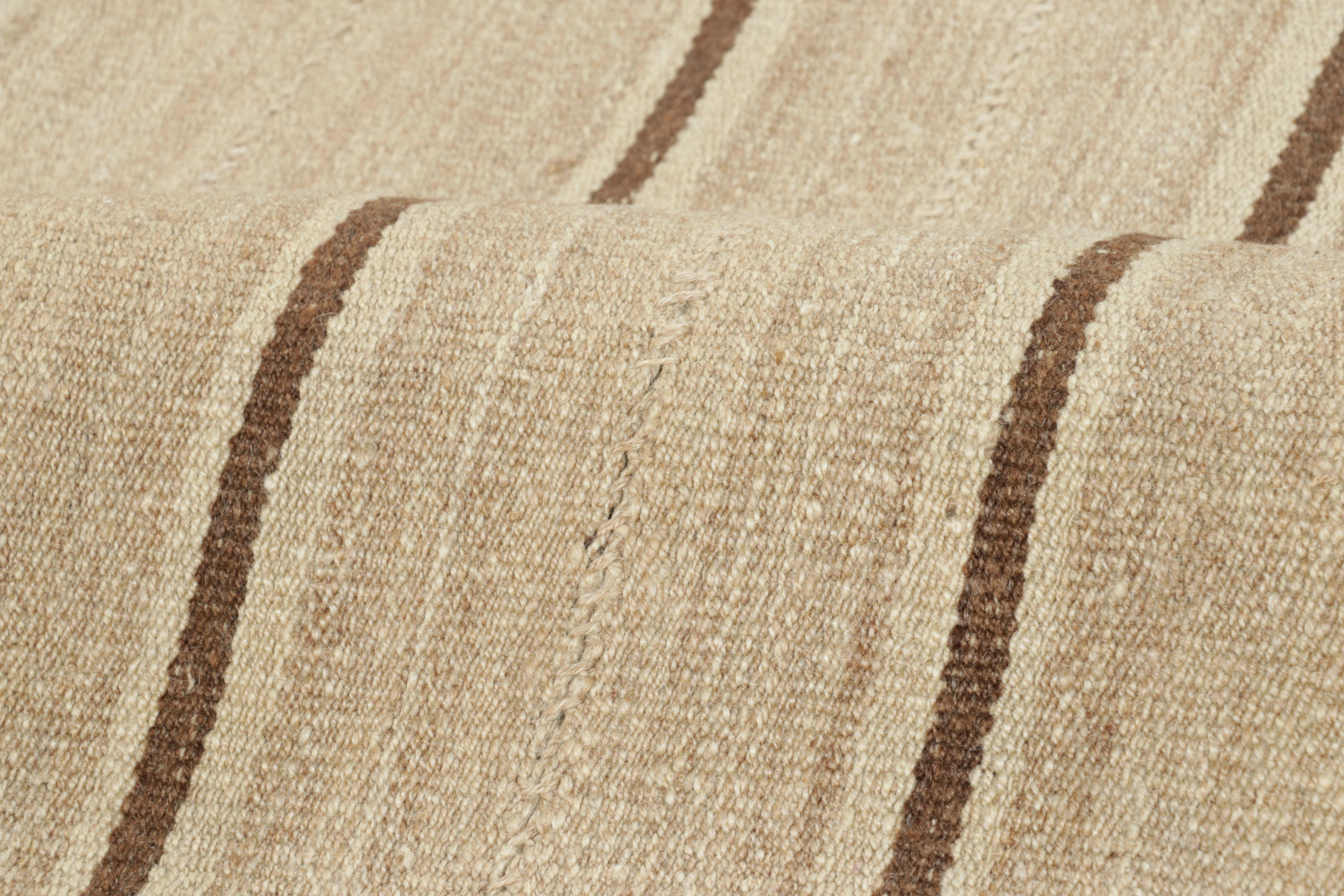 Alfombra & Kilim persa vintage Bidjar, diseño a rayas en beige y chocolate en Bueno estado para la venta en Long Island City, NY