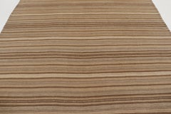 Vintage Persian Bidjar Kilim, Tonal Stripe Flatweave in Earth Tones -Rug & Kilim