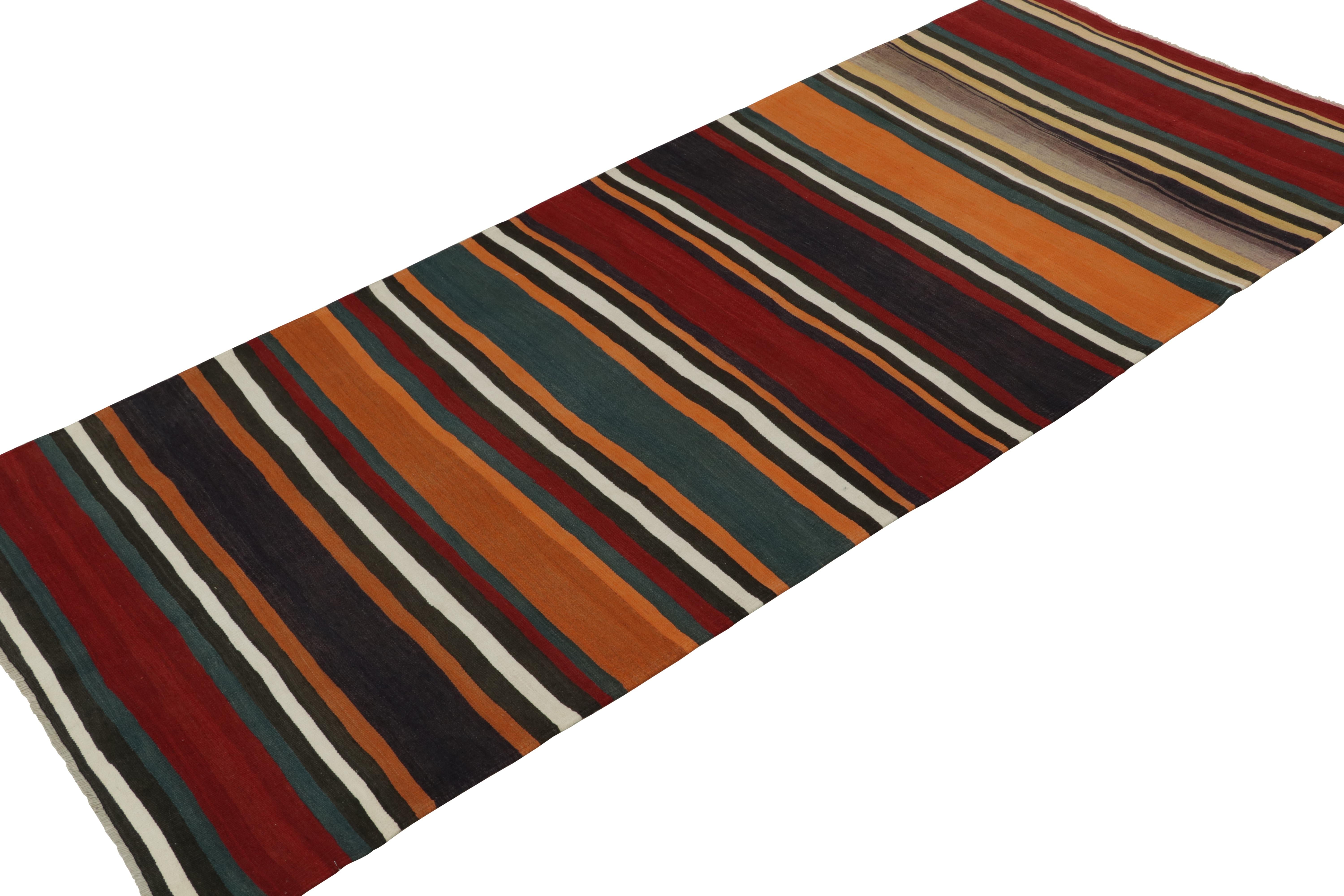 This vintage 5x10 Persian Kilim is a new addition of Bidjar provenance in Rug & Kilim's rare tribal curations. Handwoven in wool, it originates circa 1940-1950.

Further on the Design: 

Bidjar Kilims like this are reputed for their durability