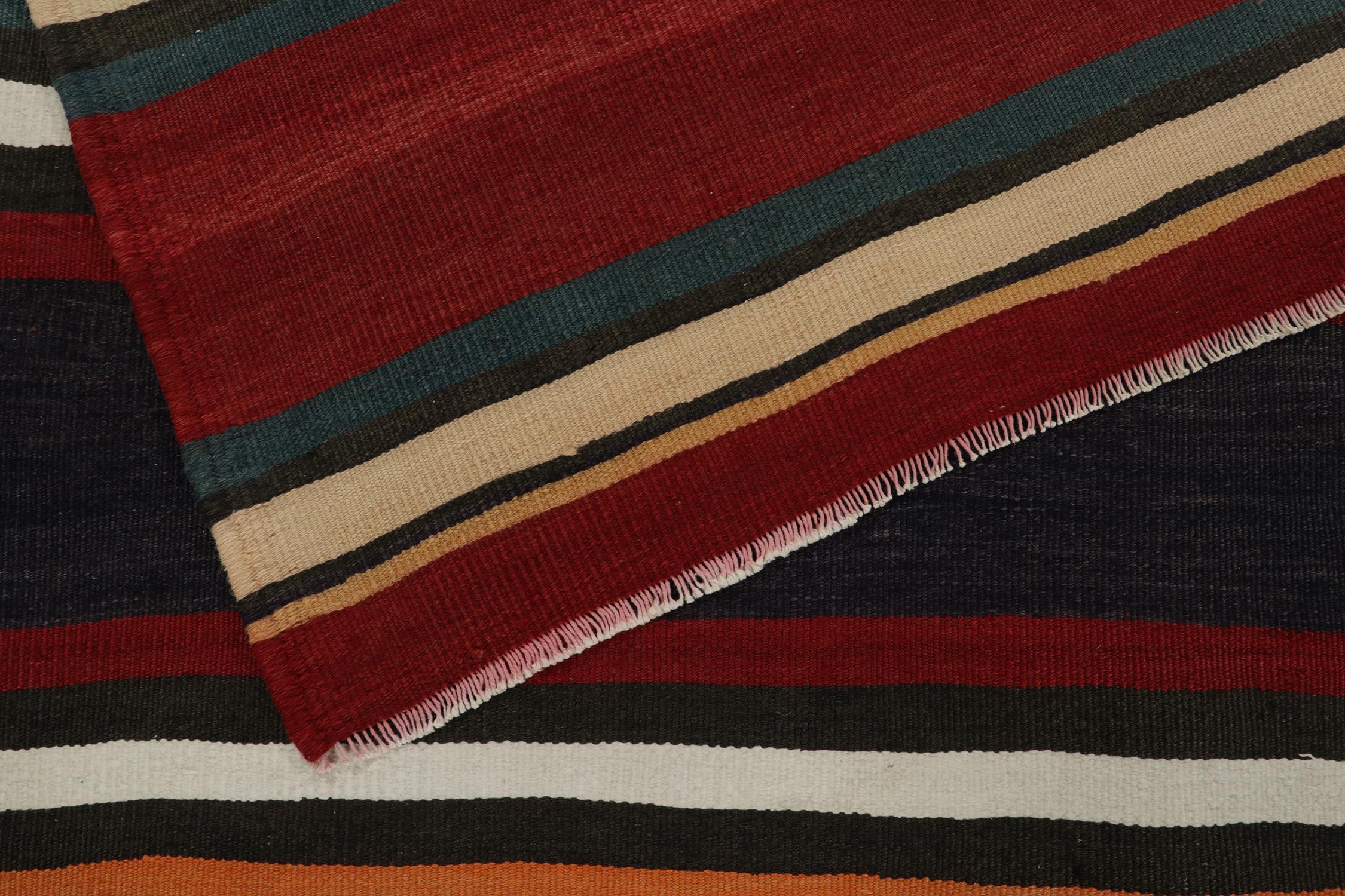 Mid-20th Century Vintage Persian Bidjar Kilim with Polychromatic Stripes by Rug & Kilim For Sale
