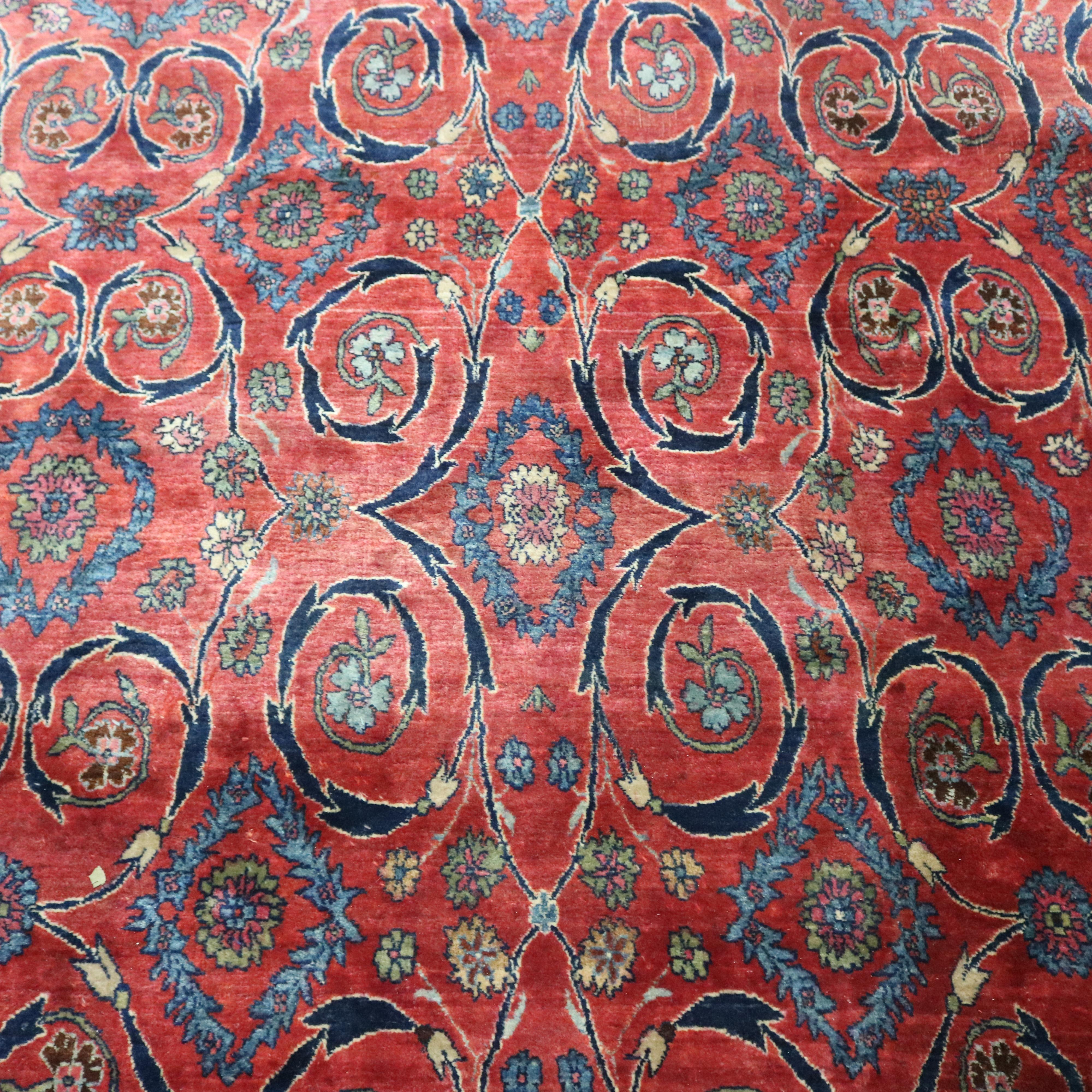 A vintage Persian Bidjar oriental carpet offers all-over scroll and foliate motif with wide border having repeating pattern of stylized flowers, circa 1930.

***DELIVERY NOTICE – Due to COVID-19 we are employing NO-CONTACT PRACTICES in the transfer