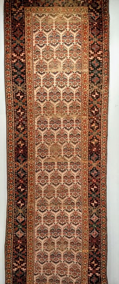 19th Century Persian Bidjar Runner in Ivory Field with All Over Paisley Pattern
