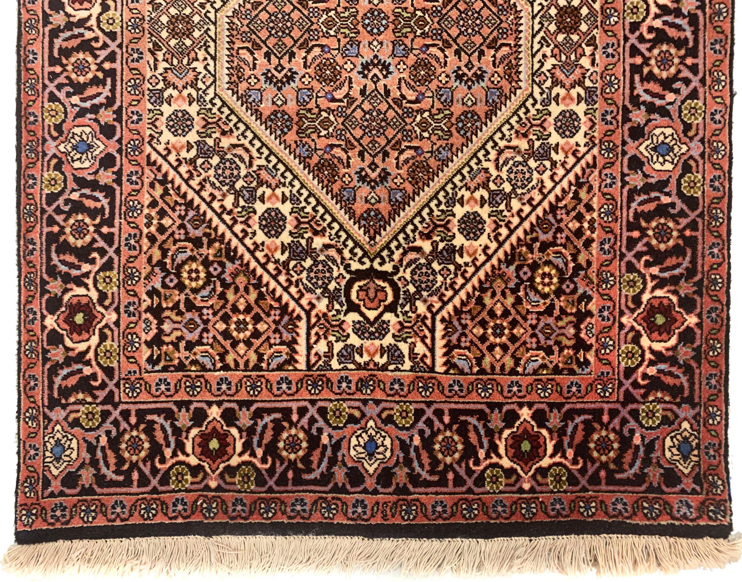 Hand-Woven Vintage Persian Bidjar Runner Rug 2'7 X 9'9 For Sale