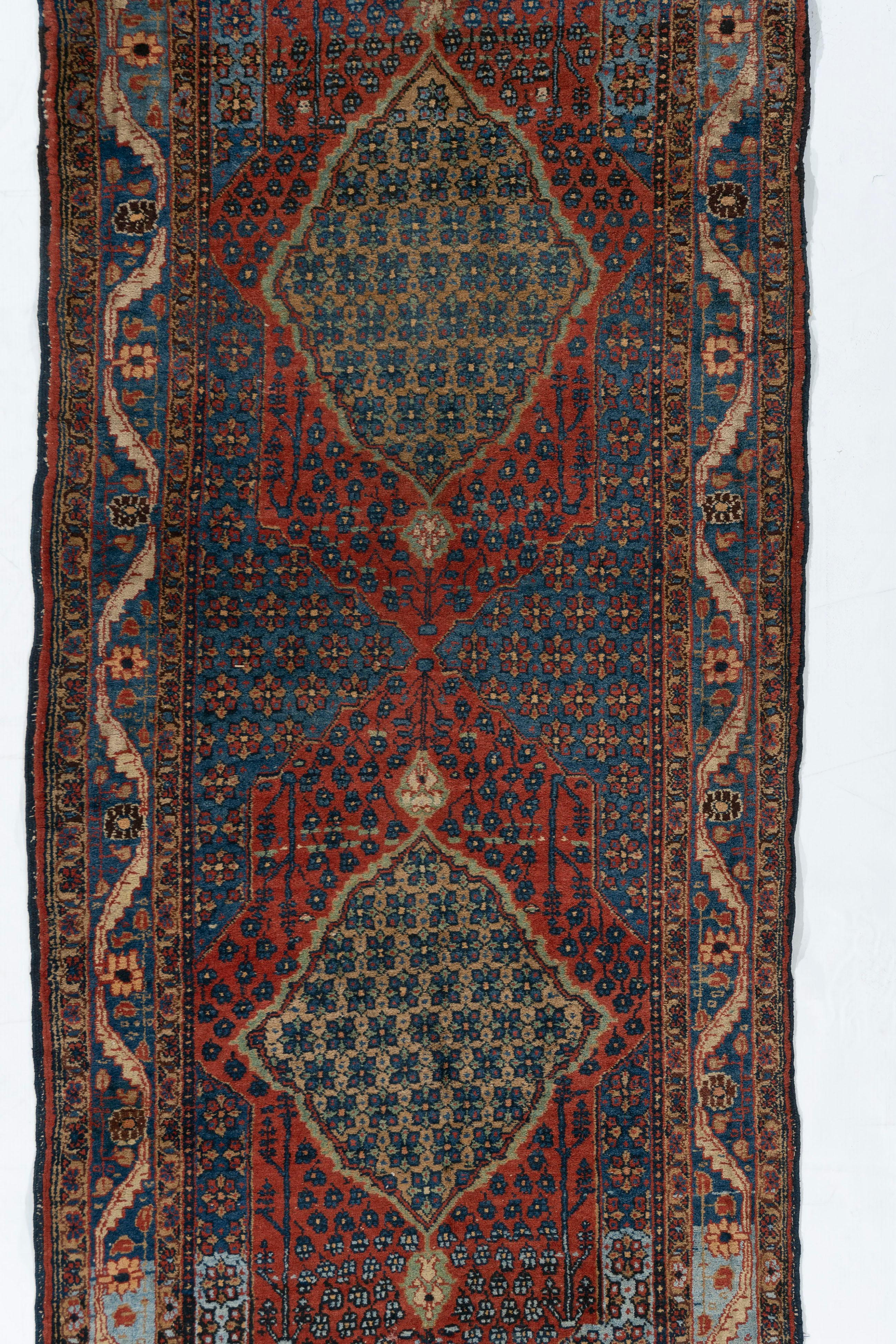 Vintage Persian Bidjar Runner Rug 3'3 X 13'6