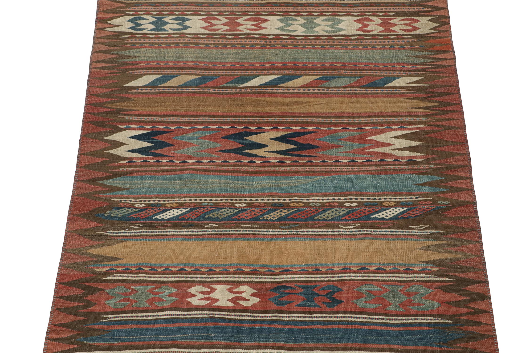 Hand-Knotted Vintage Persian Bidjar Tribal Kilim in Colorful Geometric Patterns, by Rug&Kilim For Sale