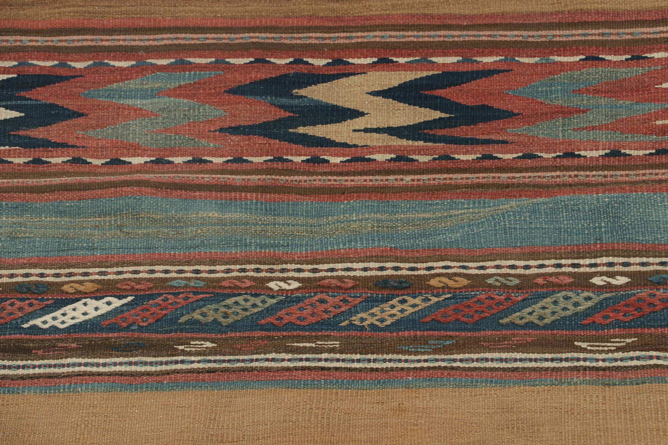 Wool Vintage Persian Bidjar Tribal Kilim in Colorful Geometric Patterns, by Rug&Kilim For Sale