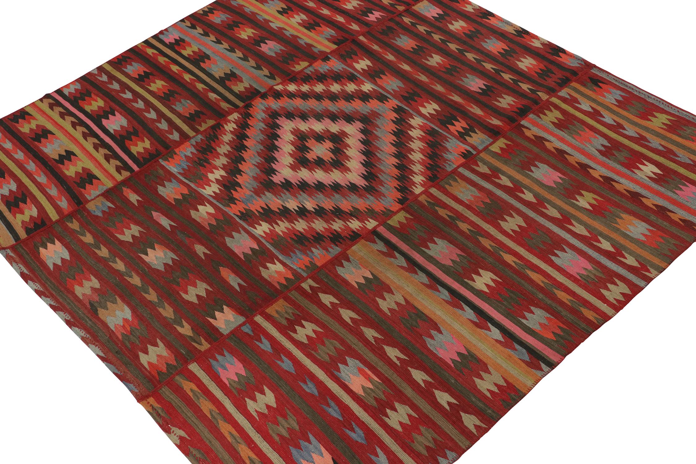 This vintage 8x9 Persian Kilim is an outstanding new addition of Bidjar provenance in Rug & Kilim's rare tribal curations. Handwoven in wool circa 1950-1960.

Further on the Design: 

Bidjar Kilims like this are reputed for their durability and