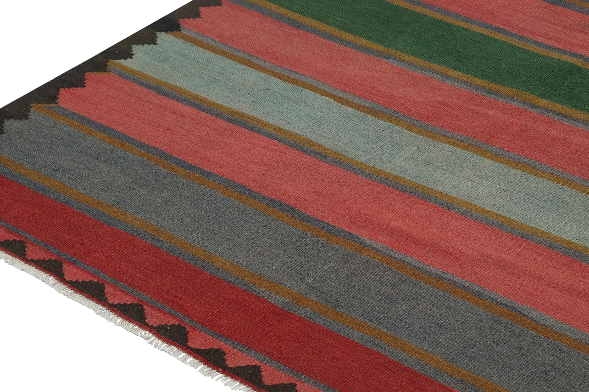 Mid-20th Century Vintage Persian Bidjar Tribal Kilim in Polychromatic Stripes, by Rug & Kilim For Sale