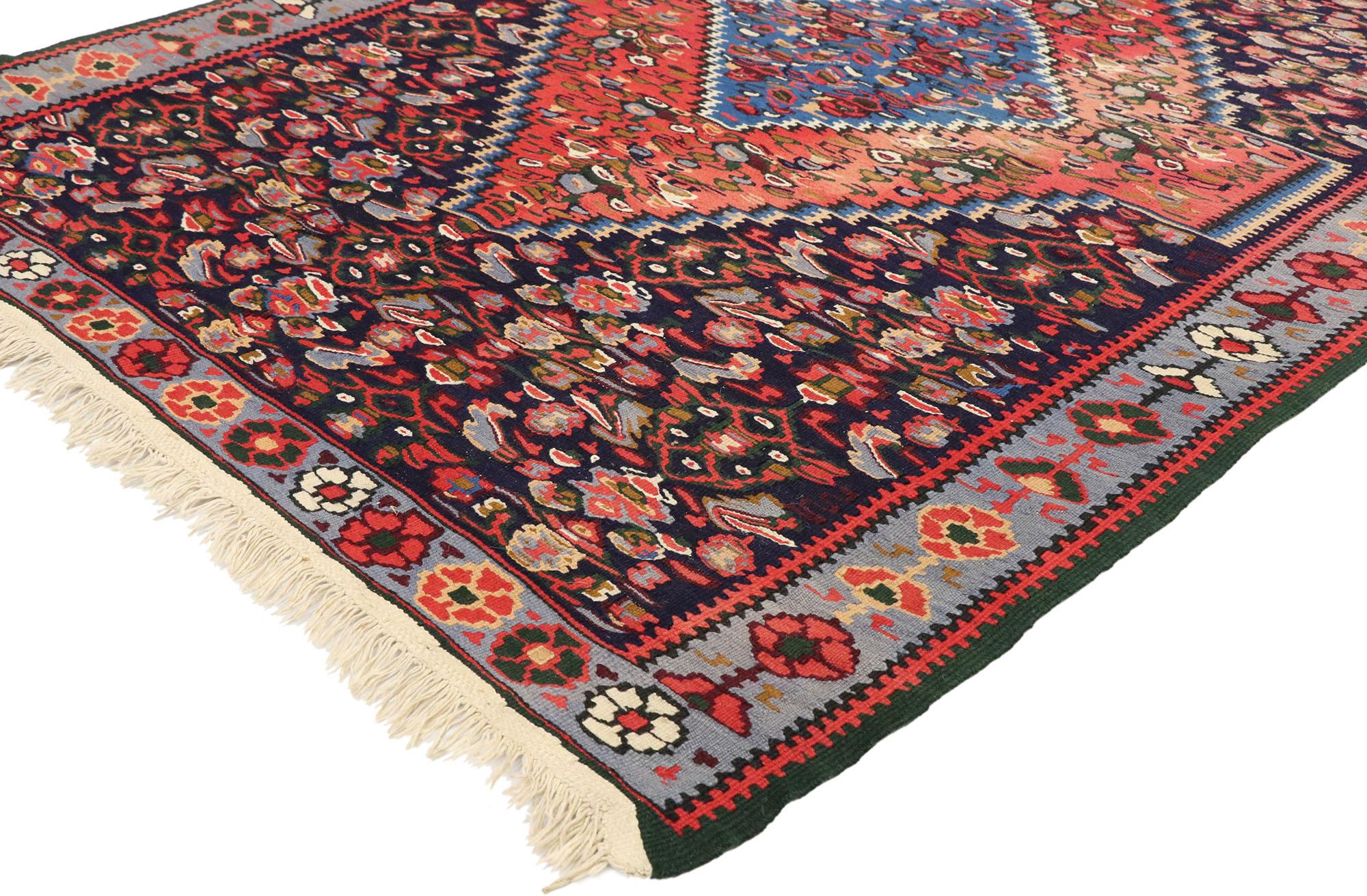 70215, vintage Persian Bijar Accent rug with traditional style, entry or foyer rug. This hand-knotted wool vintage Persian Bijar accent rug with traditional style is like a glimmering jewel, adding sparkle and panache to nearly any interior it