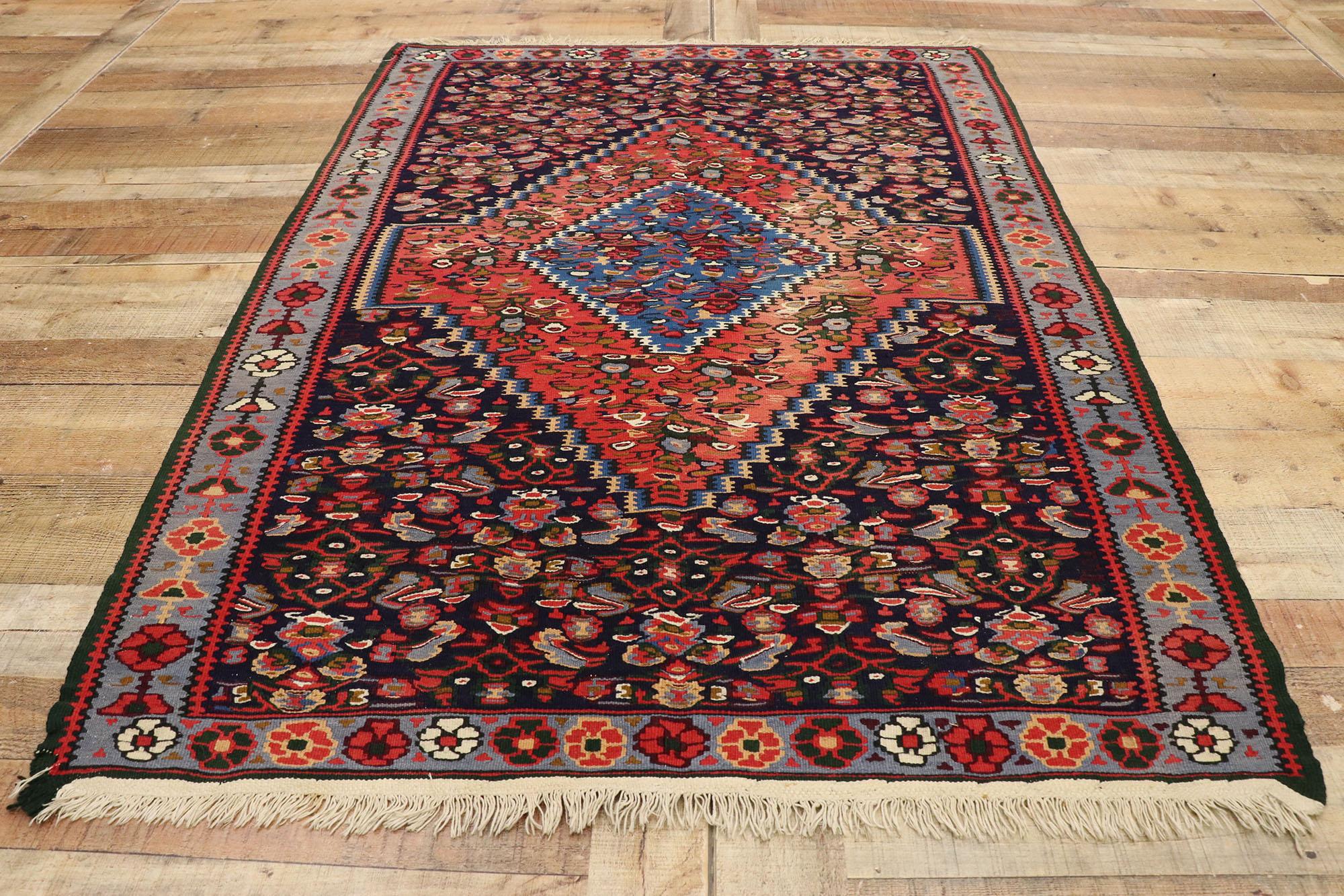 20th Century Vintage Persian Bijar Accent Rug For Sale