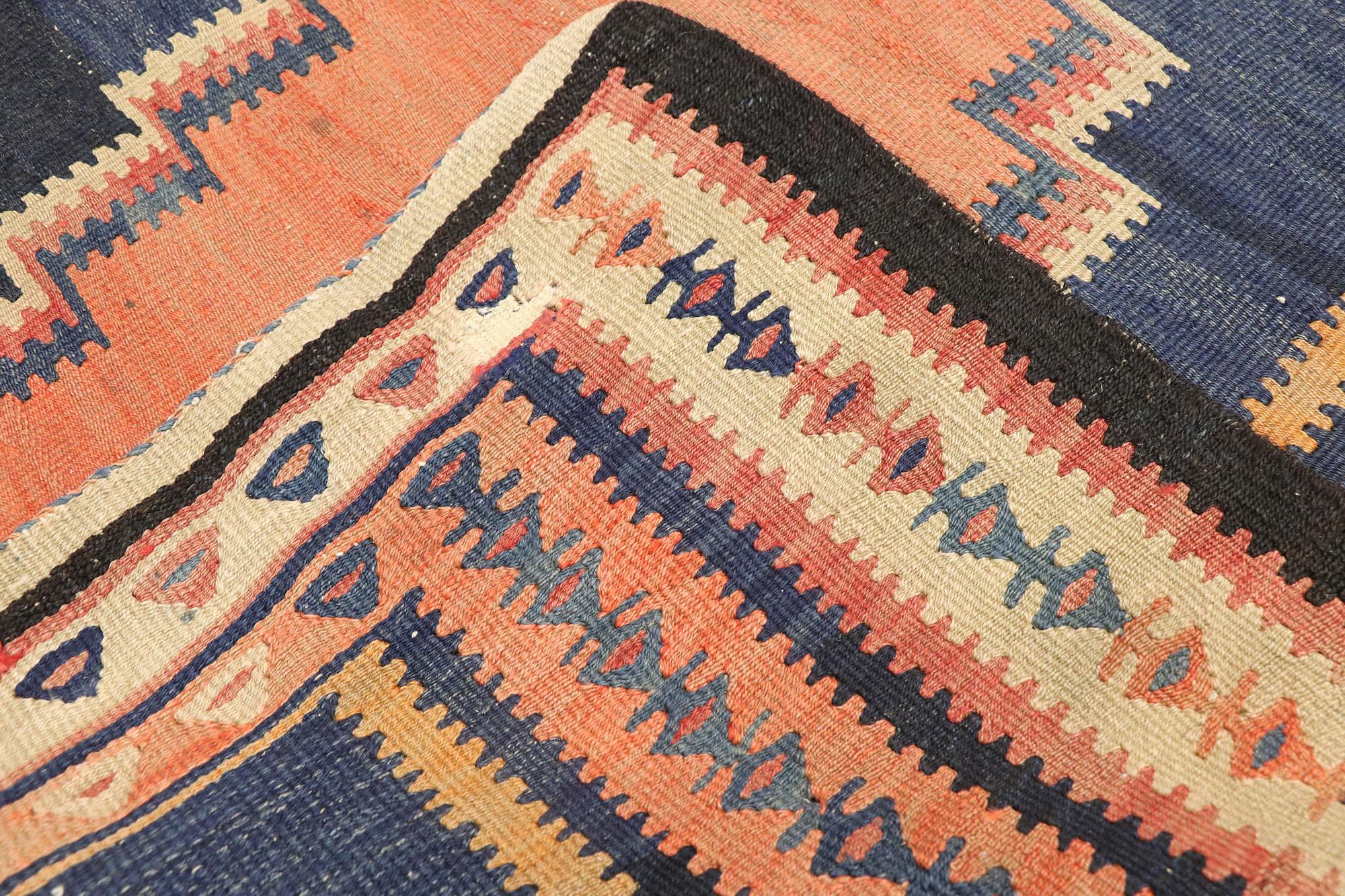 20th Century Vintage Persian Bijar Kilim Rug, Modern Desert Chic Meets Tribal Enchantment  For Sale